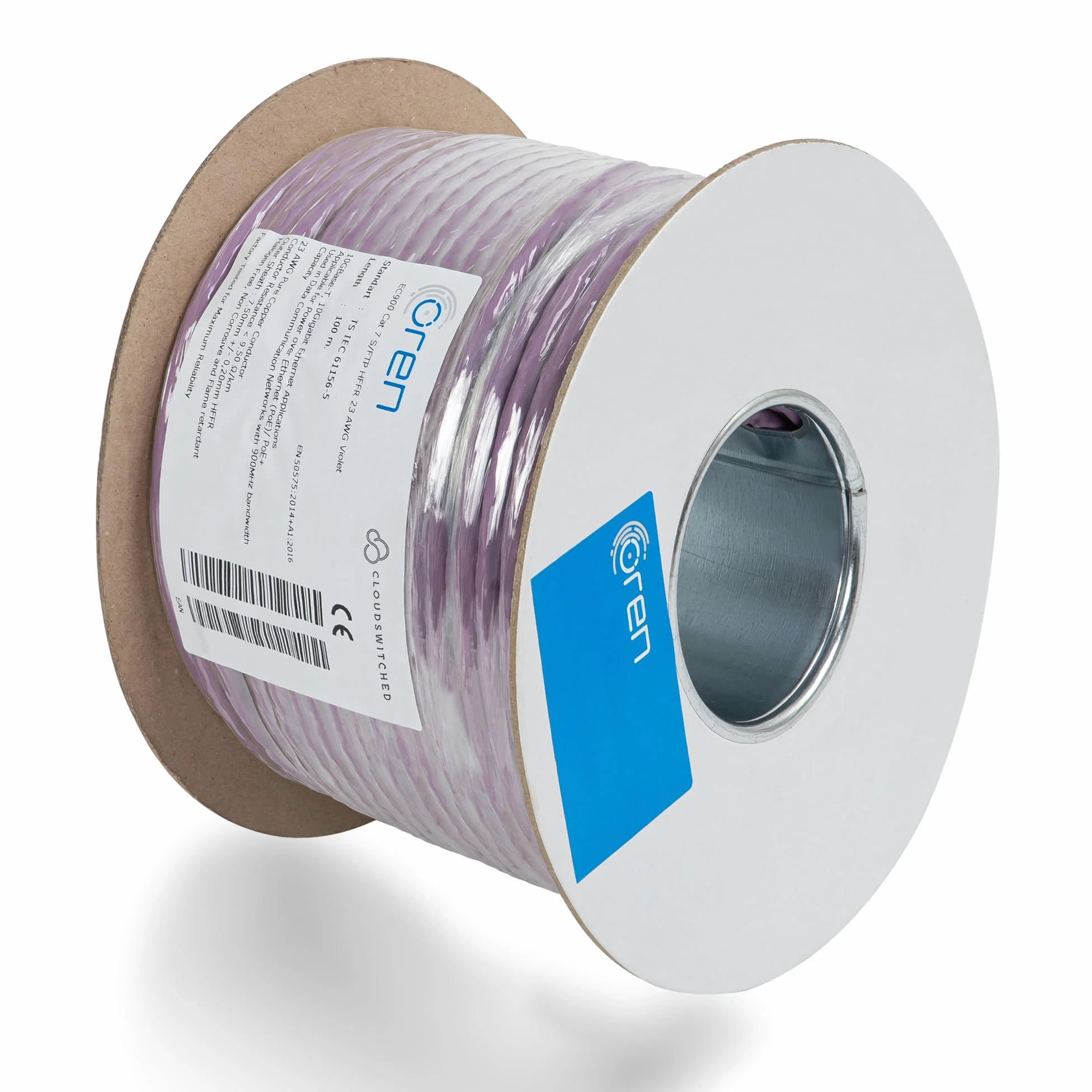 Oren CAT7 100m Câble Ethernet - Câble en cuivre pur 23 AWG - B2ca - Bande passante 900 MHz, Câble réseau LAN Internet S/FTP, sans halogène, non corrosif, ignifuge - 10GbE