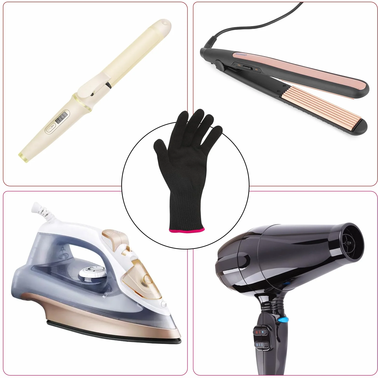 Gants de coiffure professionnels résistant à la chaleur pour fer à friser et lisser - 1 pièce