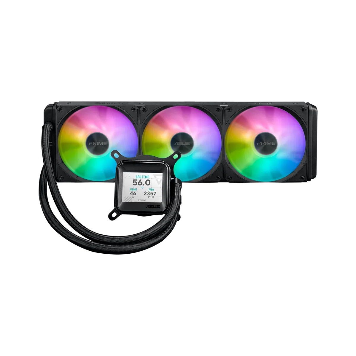 ASUS Prime LC ARGB LCD All-in-One Liquid CPU Refroidissement à Eau (écran LCD 2,3", Pompe Asetek, Ventilateurs ARGB préinstallés, pour Intel LGA 1851, 1700, 1200, 115X, AMD AM5, AM4)
