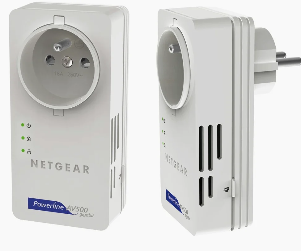 Netgear XAVB5601 Pack de 2 Adaptateurs CPL 500 Mégas Gigabit Prise Femelle, 2 Ports Gigabit.Compatible Box Internet, Périphériques et CPL Homeplug AV