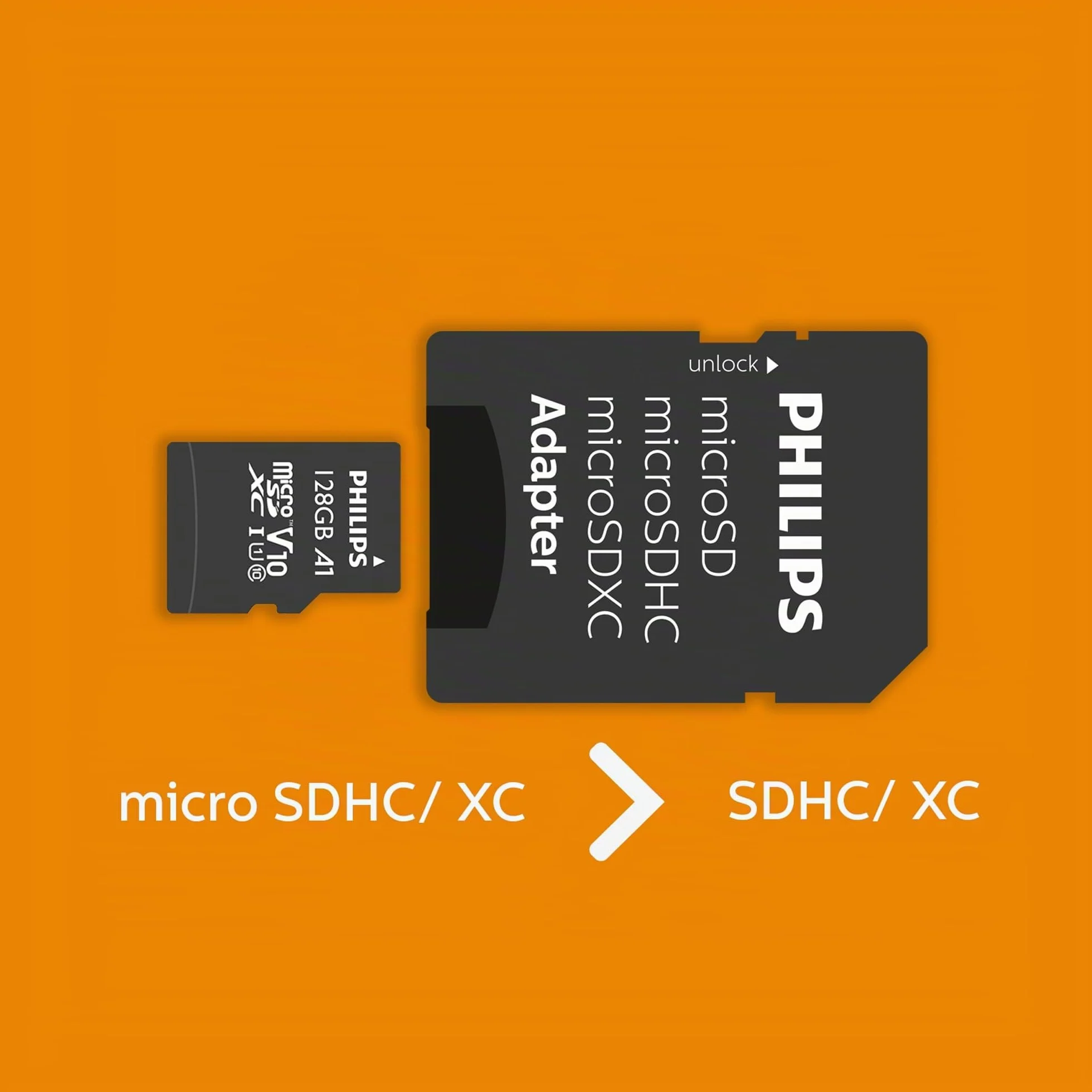 Philips Carte microSDXC 128 Go UHS-I U1 A1 V10 Lecture 80 Mo/s