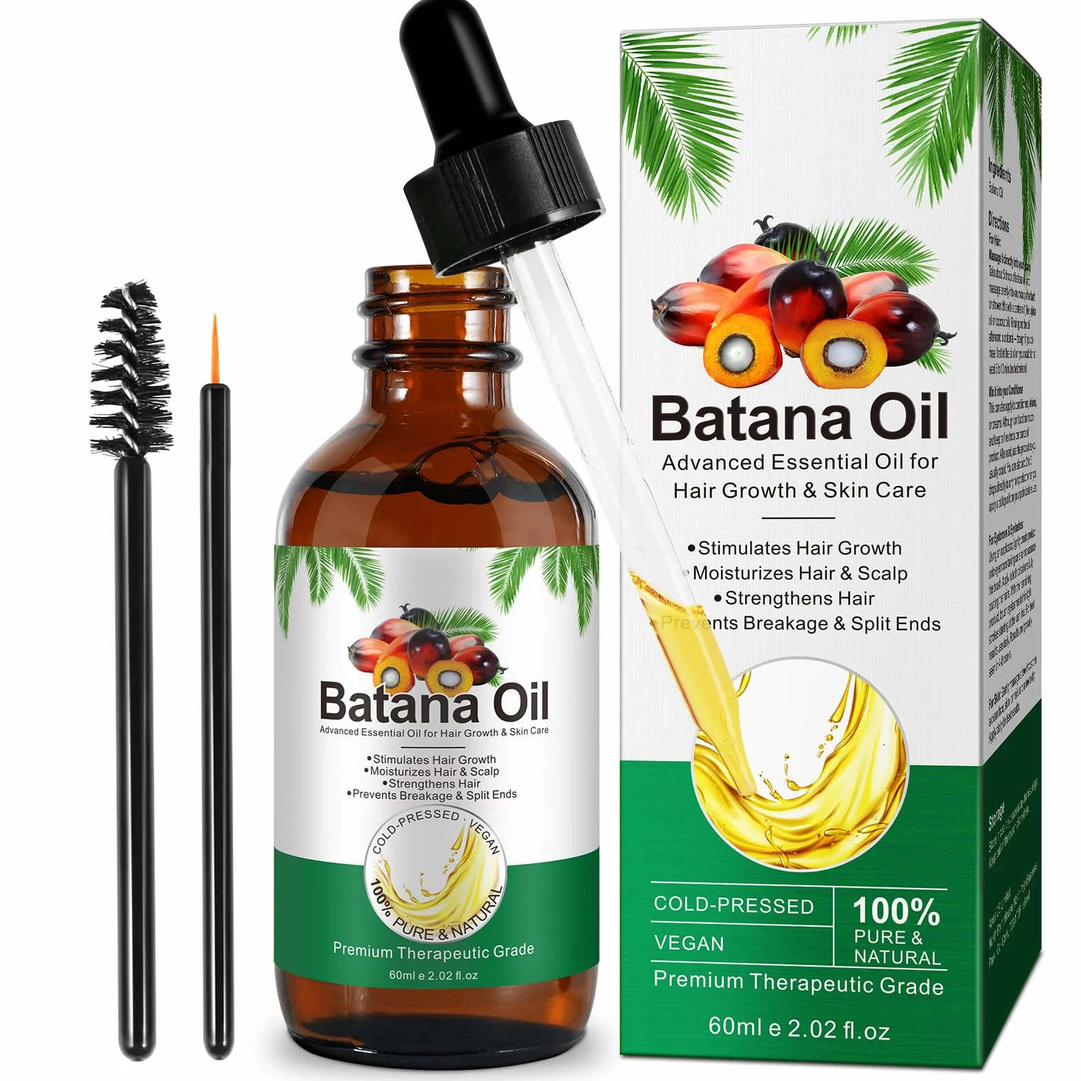 Huile de Batana Pure Pressée à Froid 60 ml pour Cheveux Croissance et Anti-Chute