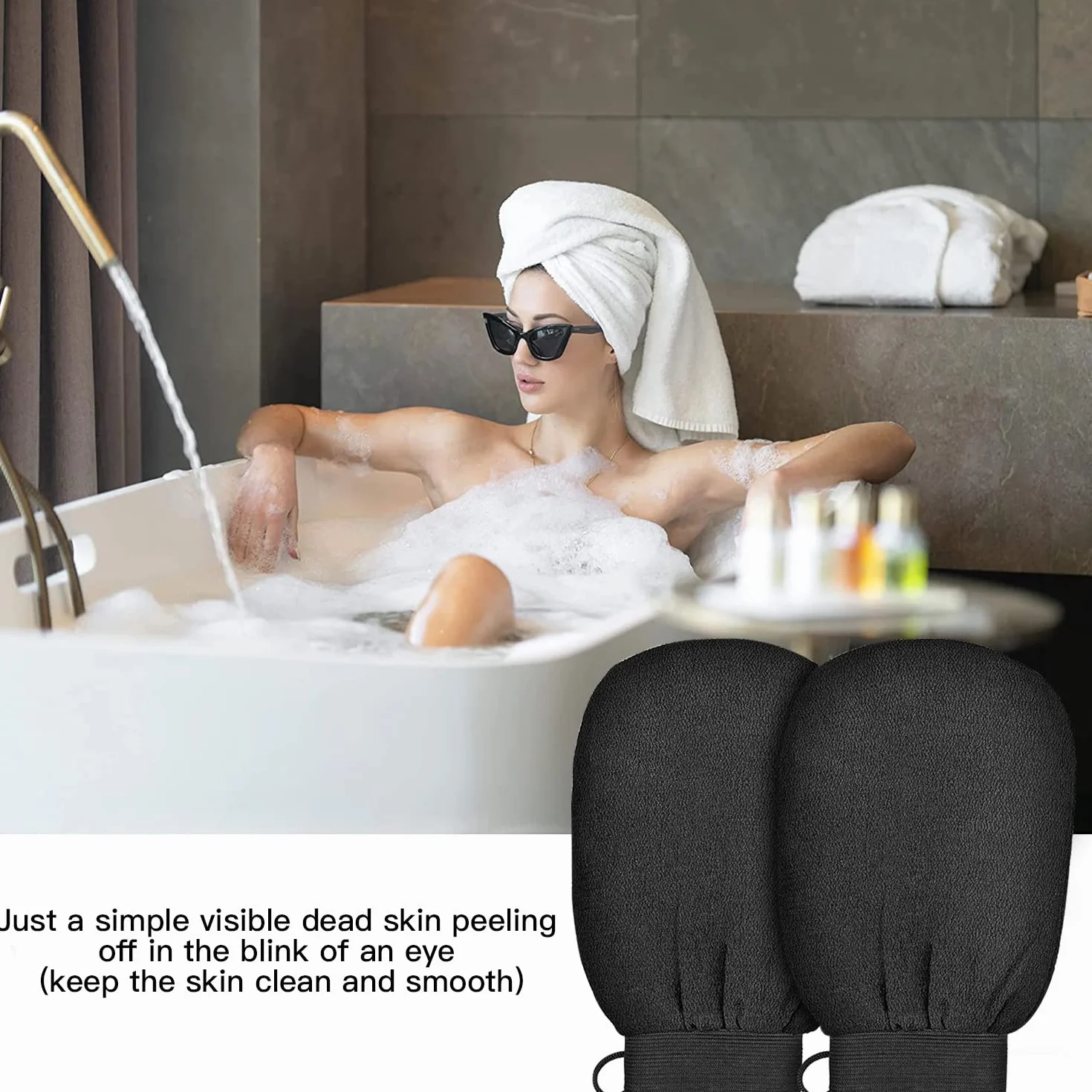 Gant Exfoliant 2 Pièces Gant de Crin Kessa Gommage Corps Visage
