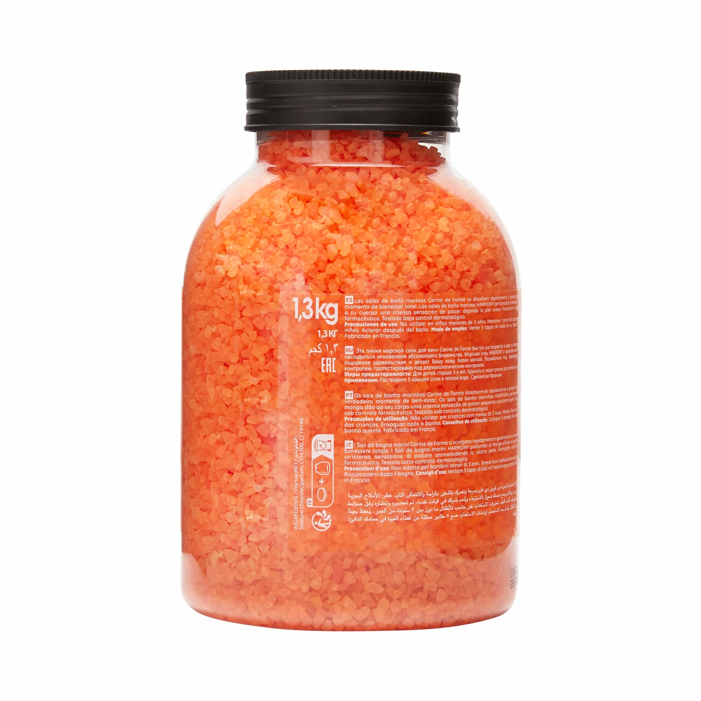 Corine de Farme Sels de Bain Harmony Mangue 1.3kg Sels Marins Aromatisés Dissolution Rapide Apaisants Relaxants