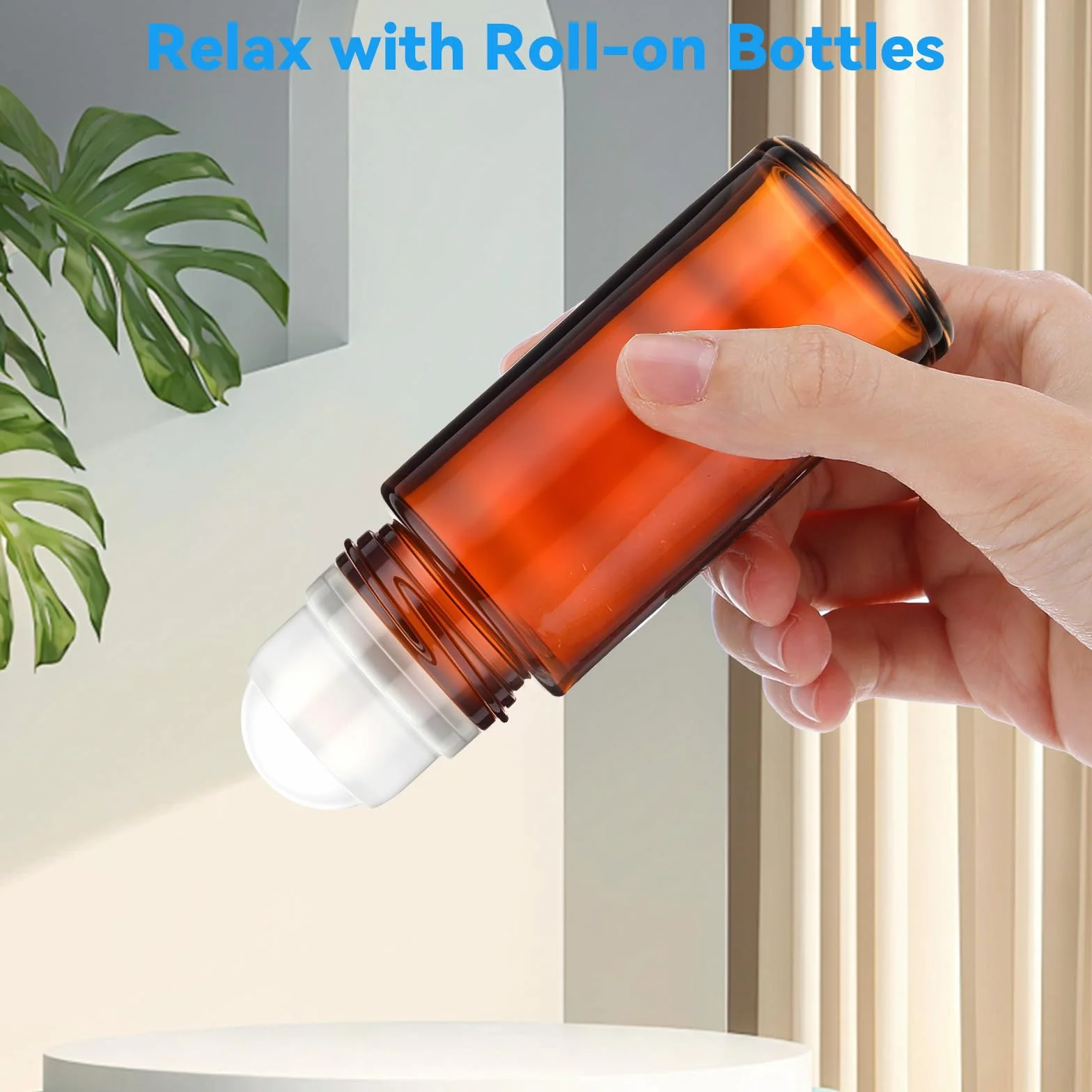 Lot de 2 flacons roll-on en verre rechargeables 50 ml pour huiles essentielles parfums cosmétiques