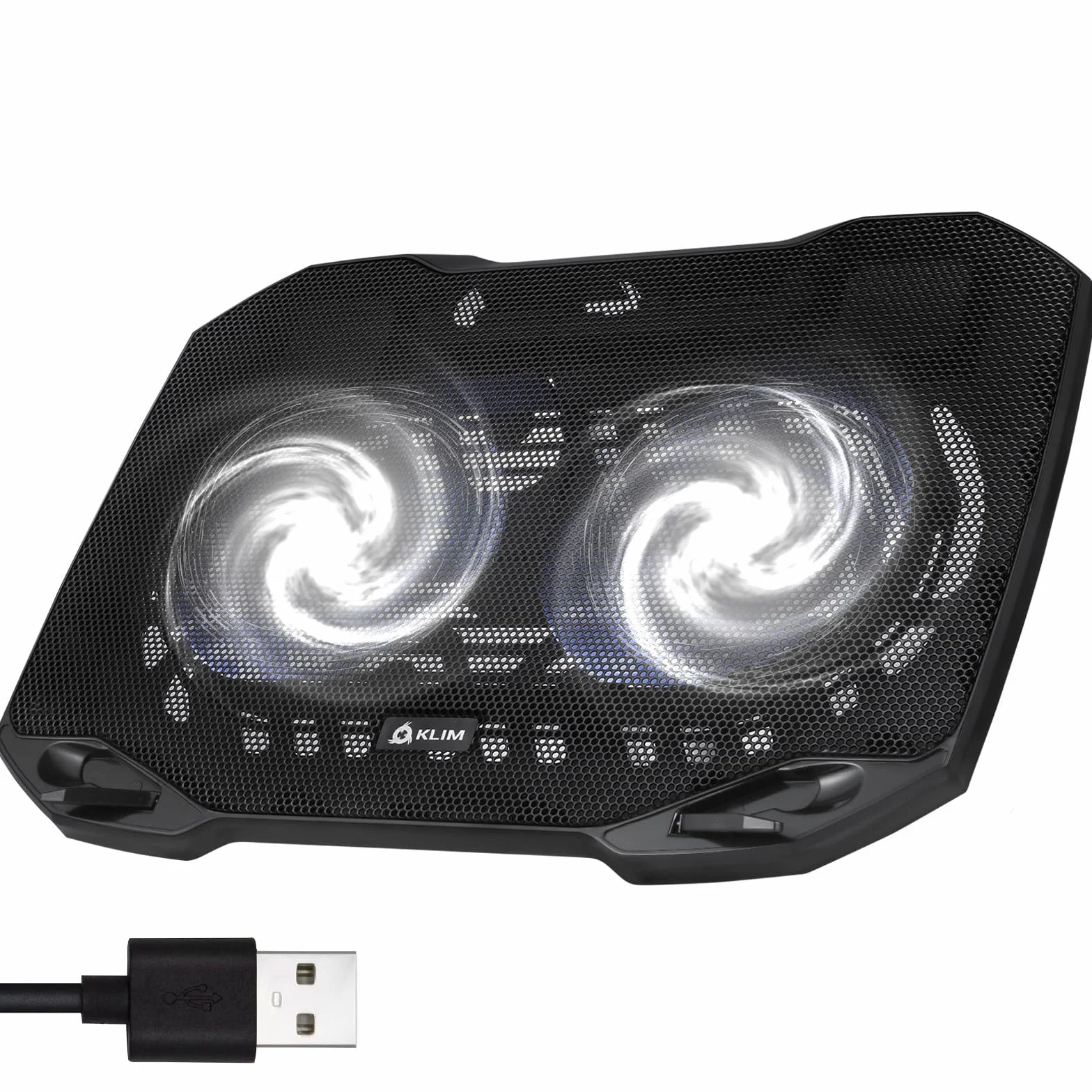 Klim Pro Refroidisseur Ventilateur Support PC Portable Transportable 10-15,6 Pouces USB Blanc