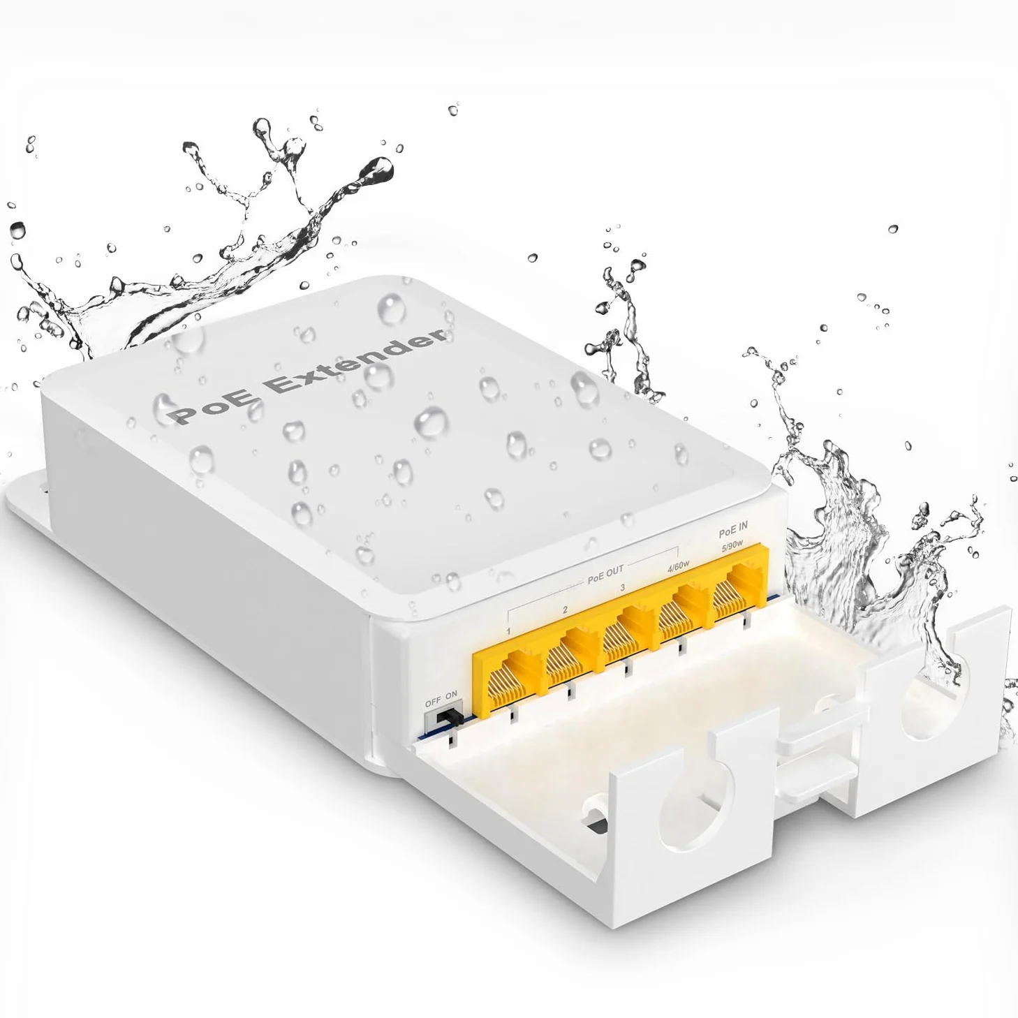 NICGIGA Extender PoE Gigabit Extérieur 1 Entrée 4 Sorties, Répéteur PoE Étanche 5 Ports 802.3af/at/bt, VLAN, Extension 100 Mètres (328 Pieds), Alimentation par Ethernet PoE Splitter