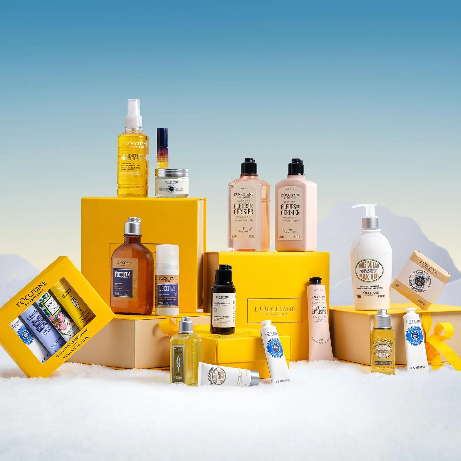 L'OCCITANE Coffret Soin Visage Huile démaquillante Immortelle Précieuse Sérum Reset Crème Ultra-Riche Karité Fabriqué en France