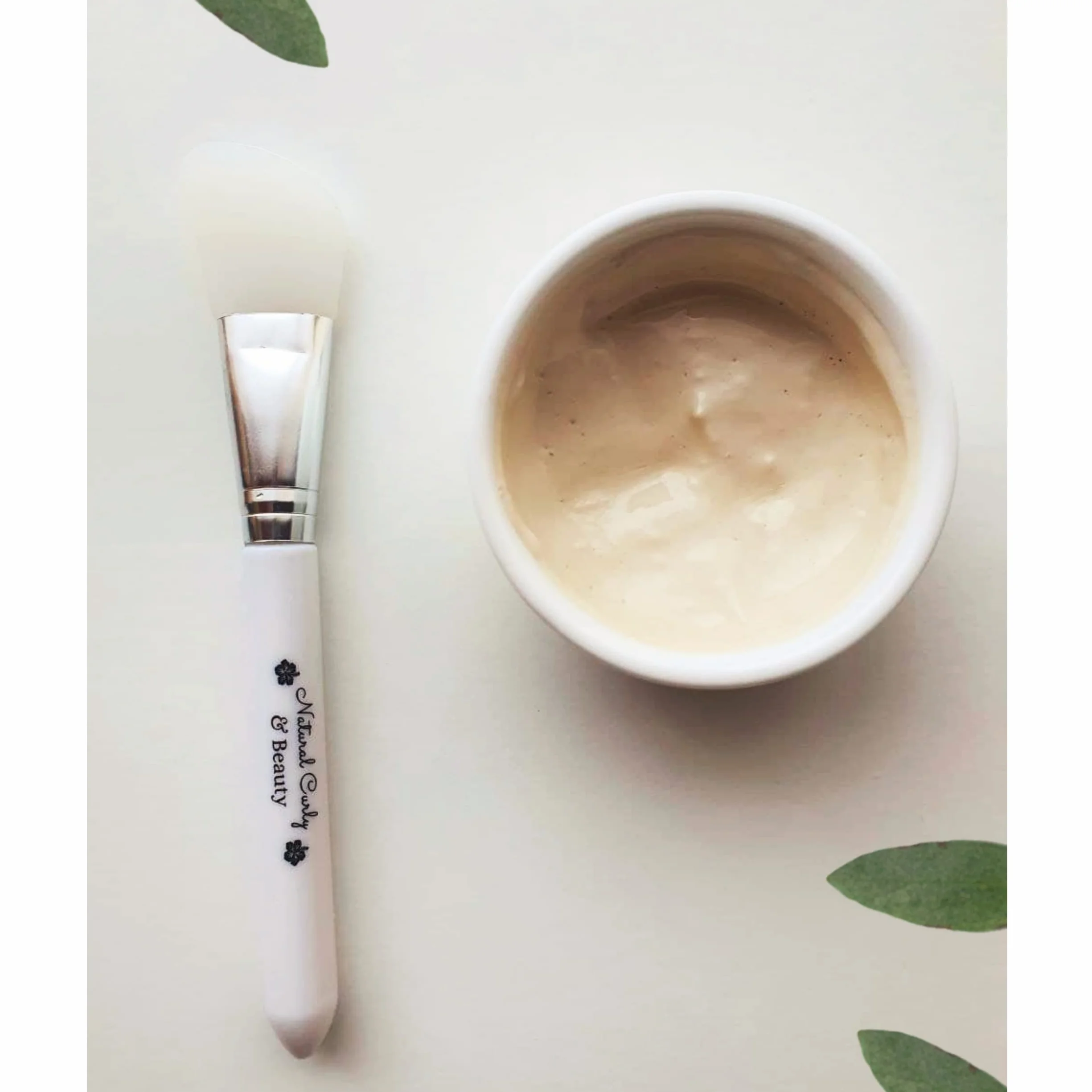Argile blanche kaolin certifiée Eco-Cert avec pinceau applicateur masque en silicone visage corps cheveux