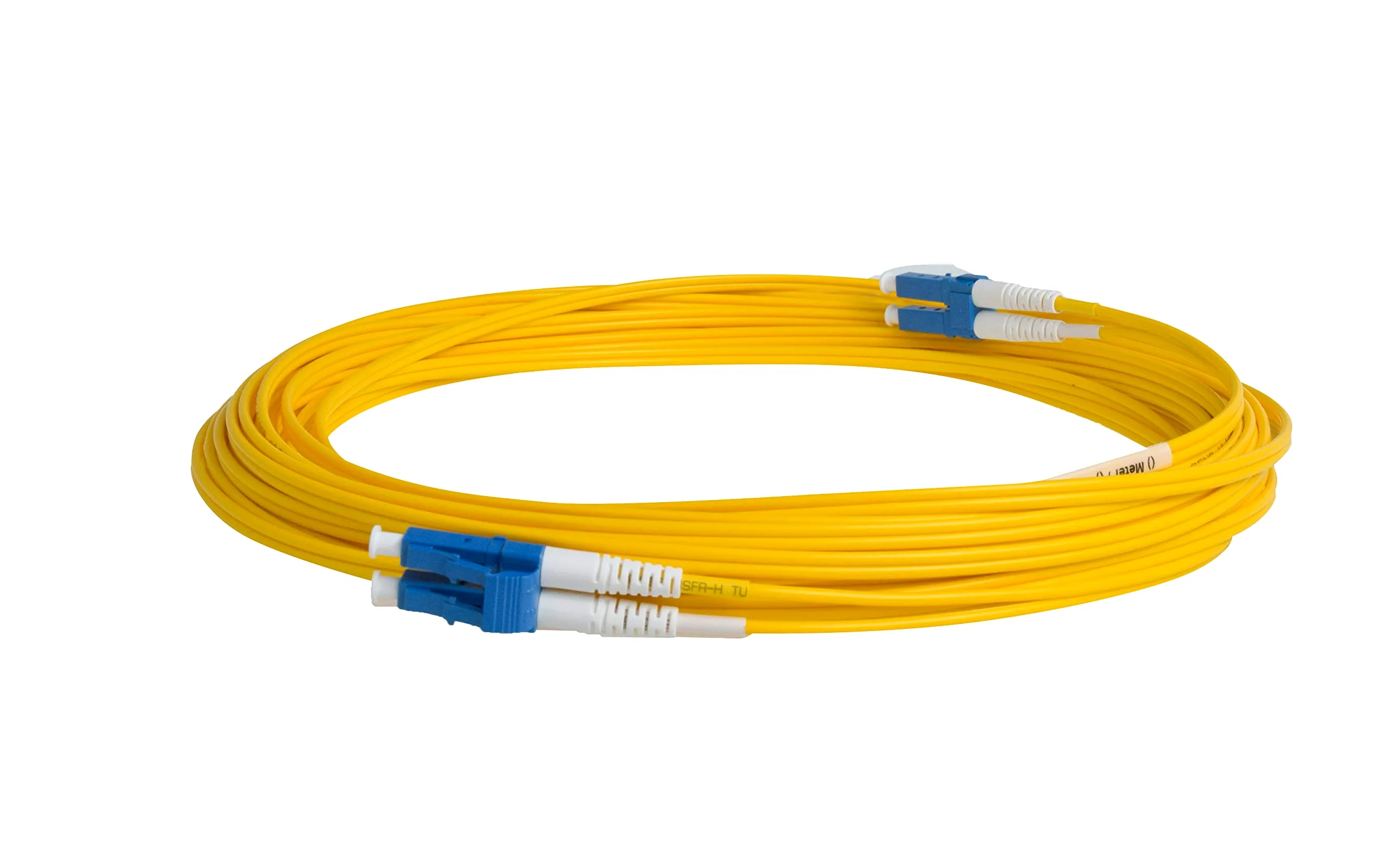 SpeedyFiberTX Corning SMF-28 Lot de 6 câbles de raccordement en fibre optique monomode 9/125 um (compatible OS1/OS2), Duplex, jaune Riser OFNR (0,50 m – Lot de 6)