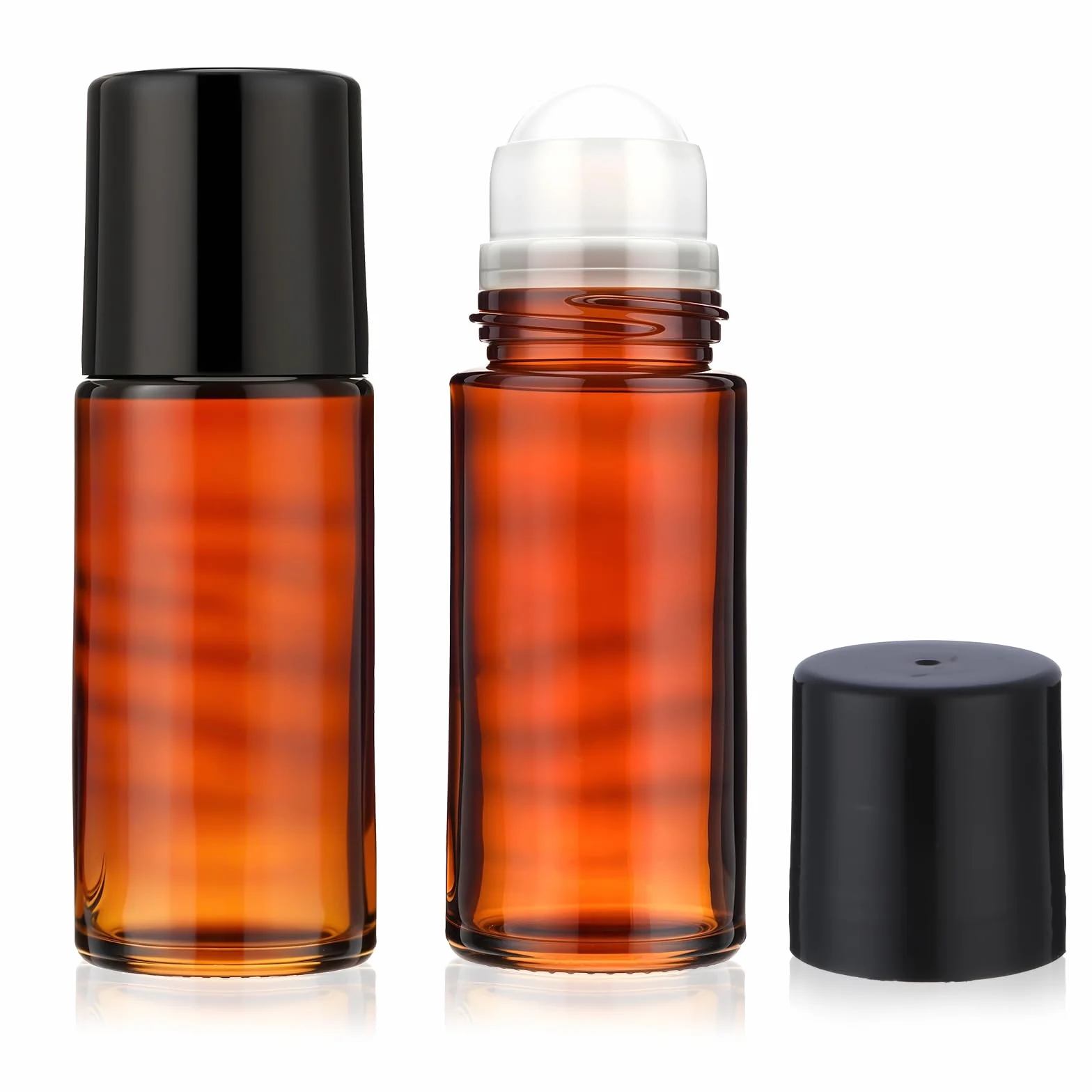 Lot de 2 flacons roll-on en verre rechargeables 50 ml pour huiles essentielles parfums cosmétiques