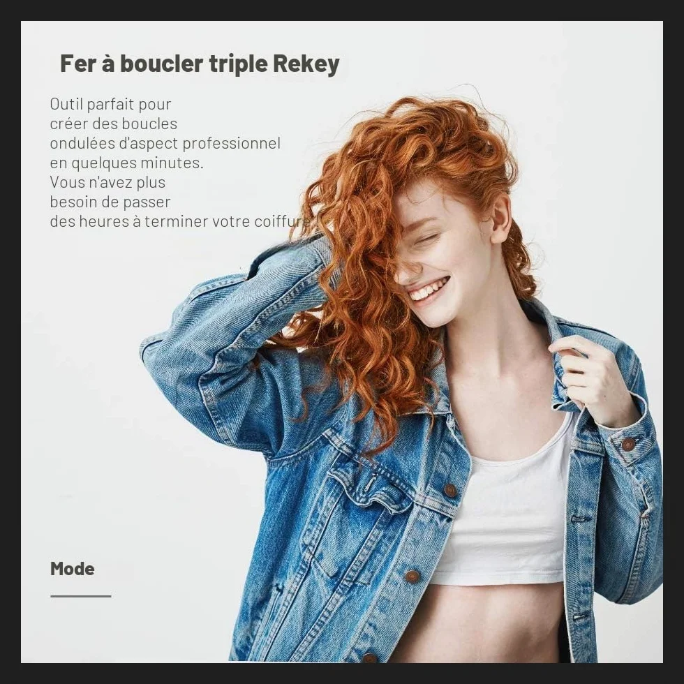Reyke Boucleur à cheveux 3 barils 22 mm température réglable chauffage rapide grandes ondulations
