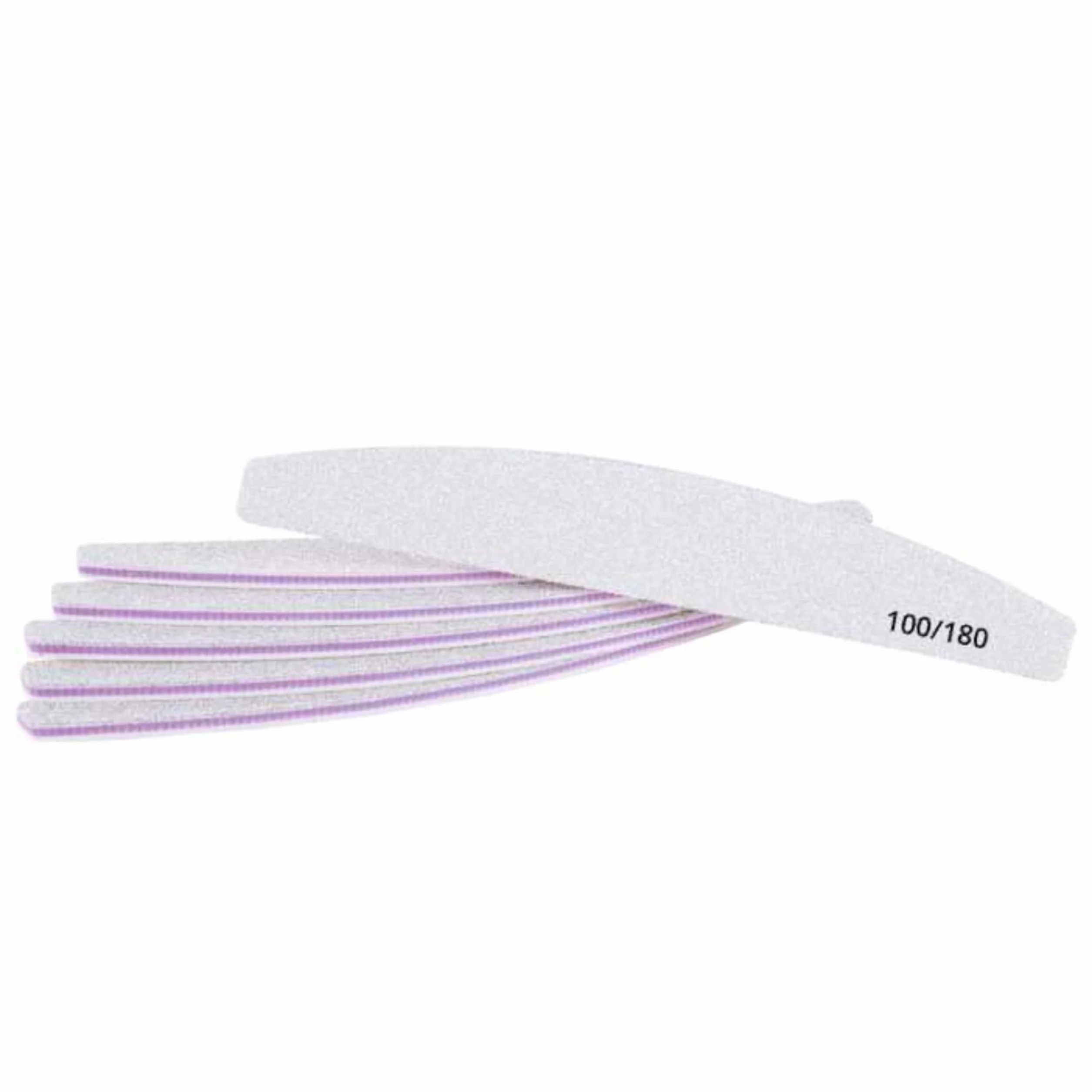 INLAQ Lime à Ongles 100/180 - Professionnelle en demi-lune Durable Résistante à l'abrasion - Set de Limes à Ongles Jetable - 25 pièces