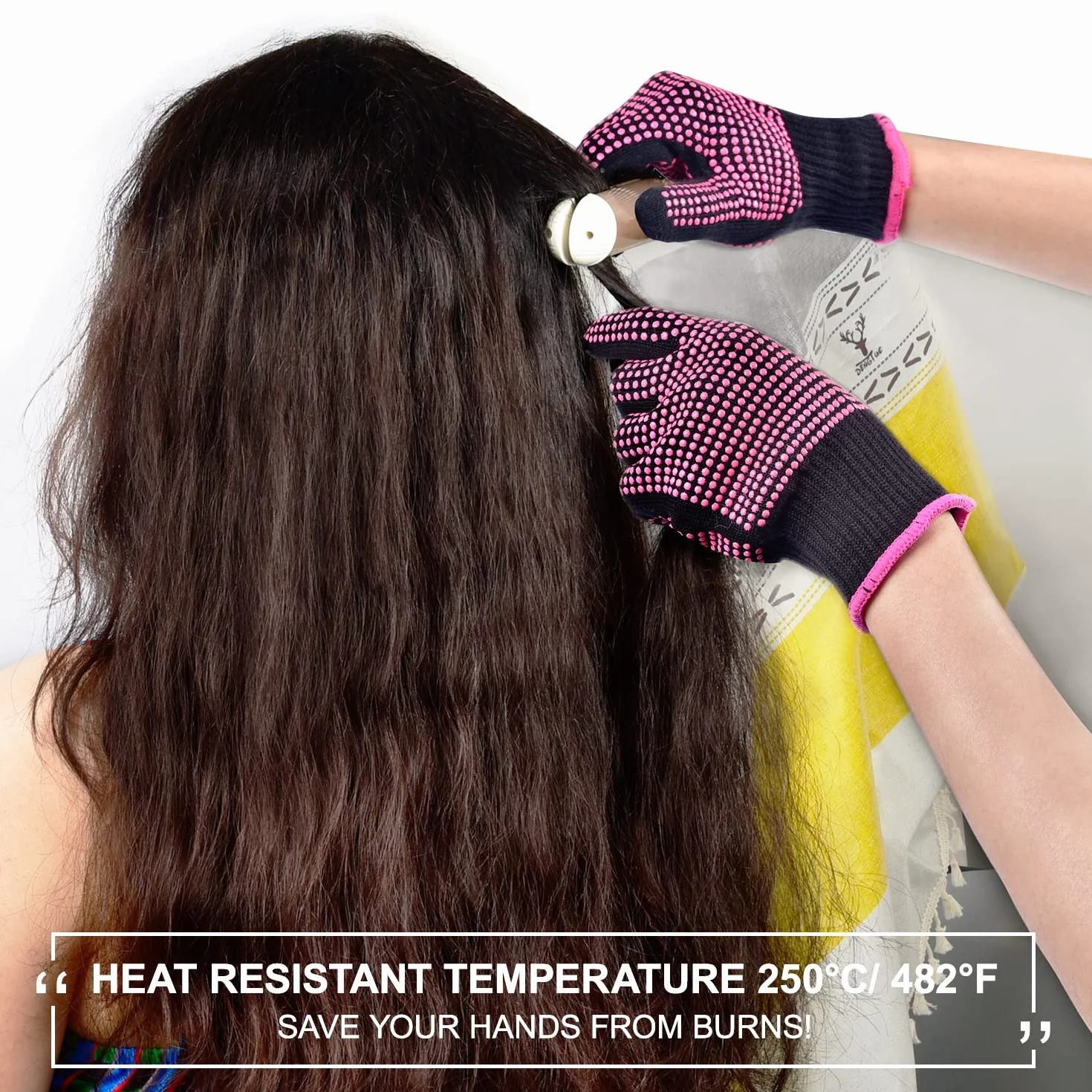 Sopito 2 Pièces Mitaines de Gants Résistants à la Chaleur pour Fer à Friser, Rose