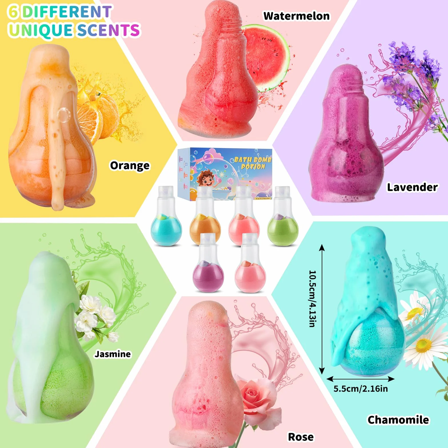 Bombes de Bain Enfants Kit Magic Potion Bottle Moussantes Naturelles Biologiques Cadeau Anniversaire Noël Filles Garçons