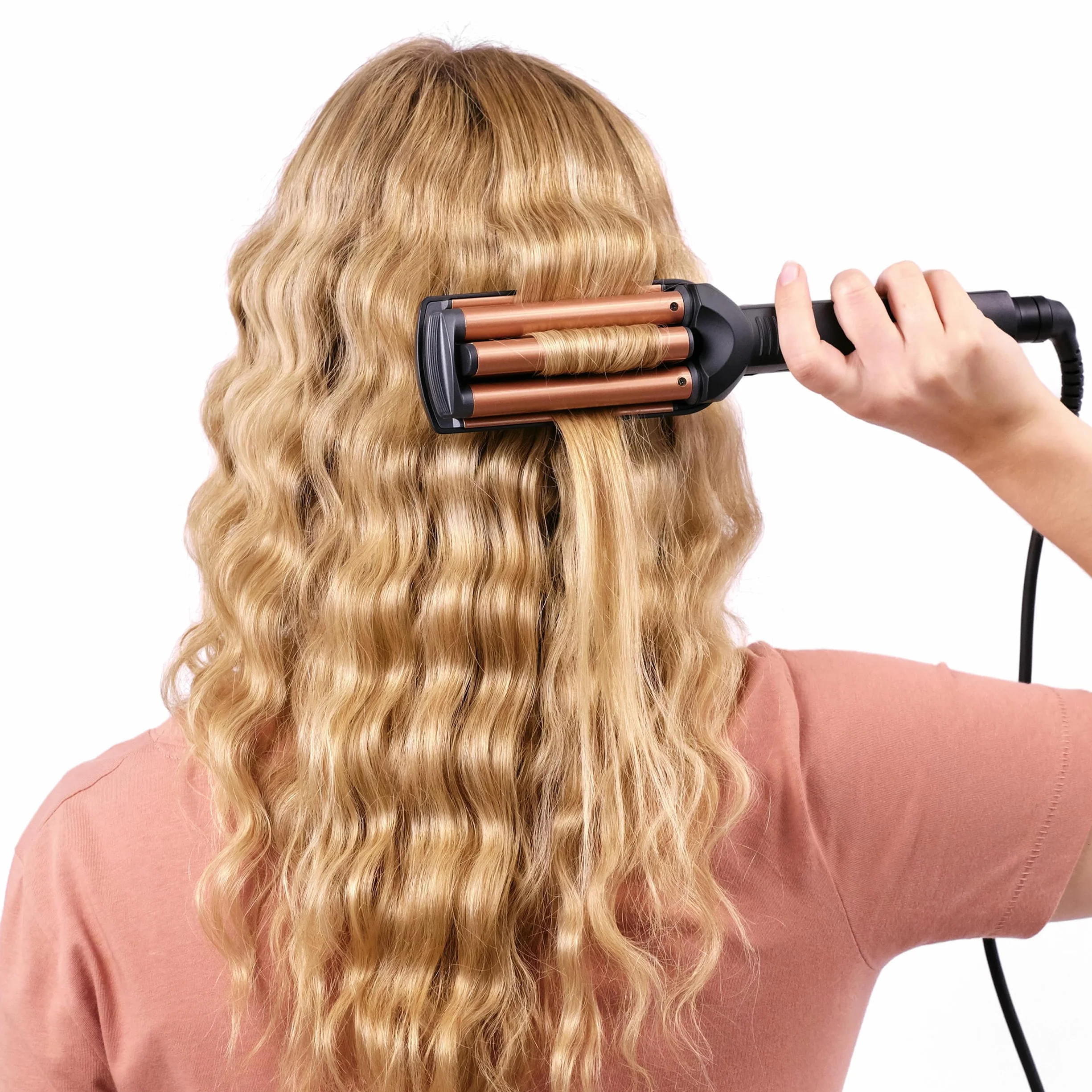 BaByliss Deep Waves W2447E Cylindre céramique 3 températures 160-200°C Ondulations sans frisottis Noir Doré