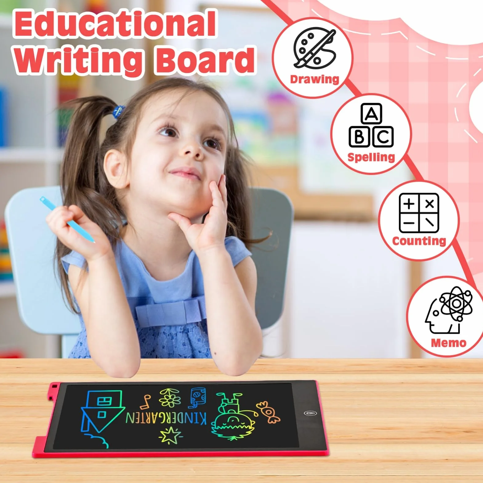 12 Pouces Tableau à Gribouiller LCD pour Enfants Jouets de Dessin Cadeau 3-7 Ans