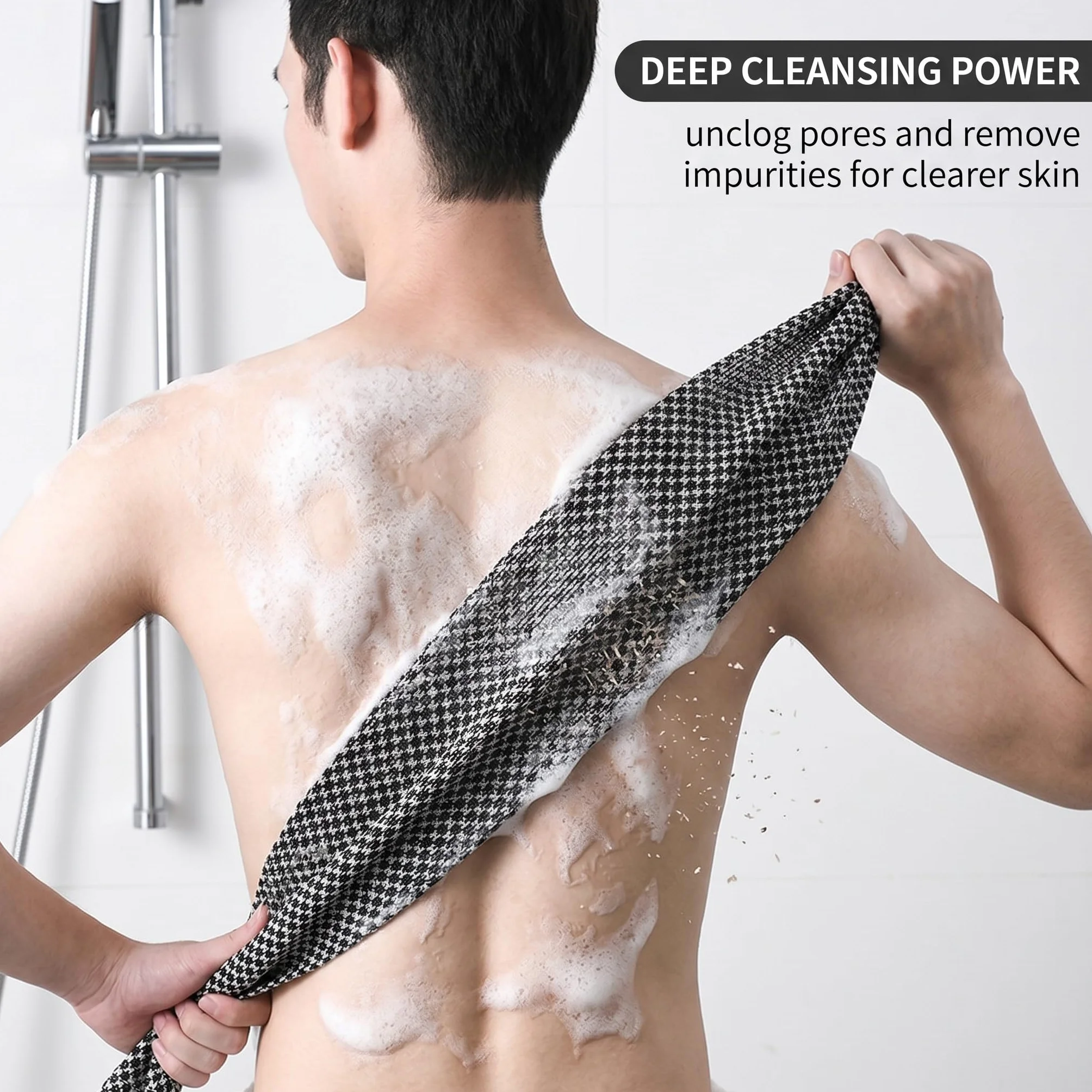 Serviette exfoliante douche Brosse pour le dos Lavage Dos Noir