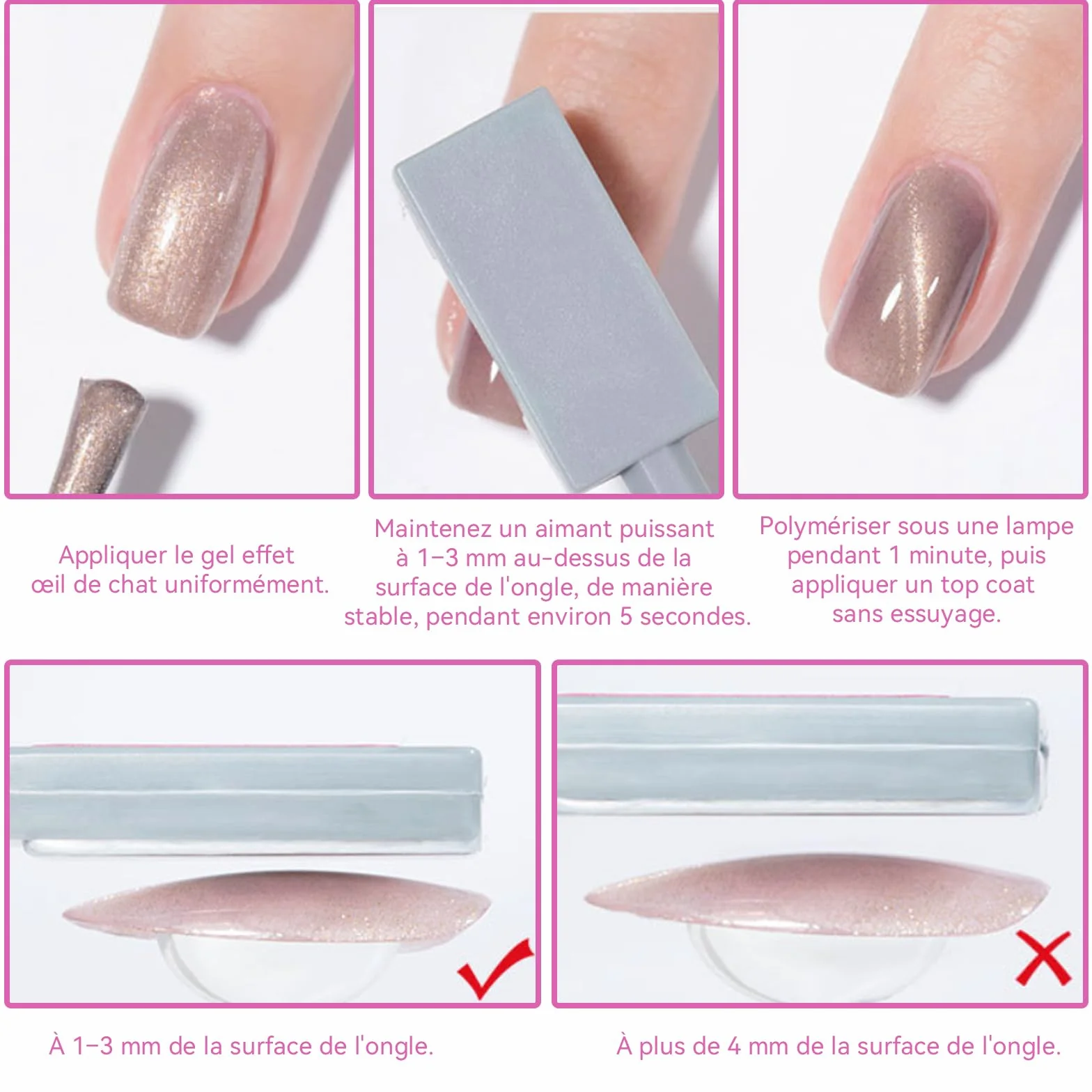 Kit Aimant Cat Eyes Ongles 17 Pièces, Magnétiques DIY Portable Compatible Vernis Gel