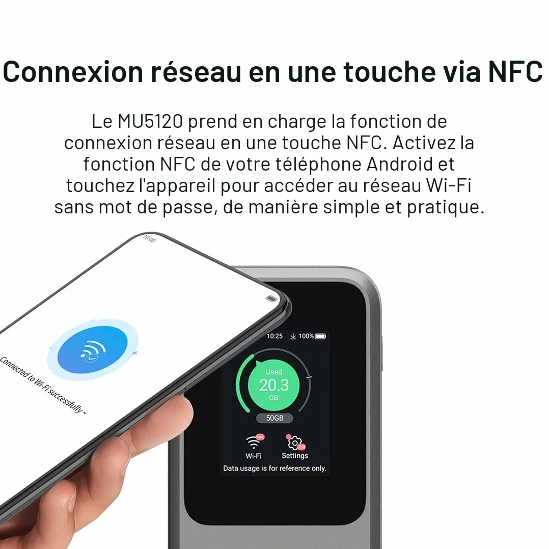 ZTE MU5120 Hotspot WiFi Portable 5G 10000 mAh Charge inversée 18 W NFC écran Tactile 2,4" 32 appareils SIM déverrouillée