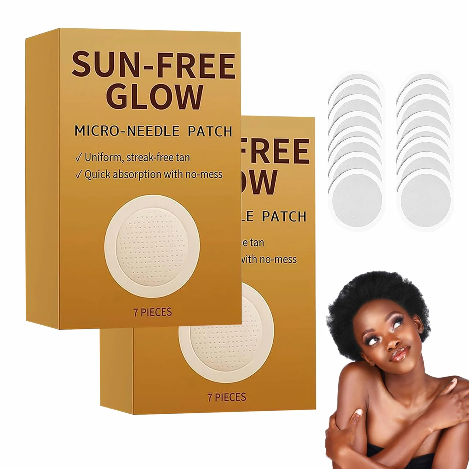 Pure-vlab Sun-Free Glow Patchs autobronzants à micro-aiguilles, Teint naturel, Bronzage (2box)