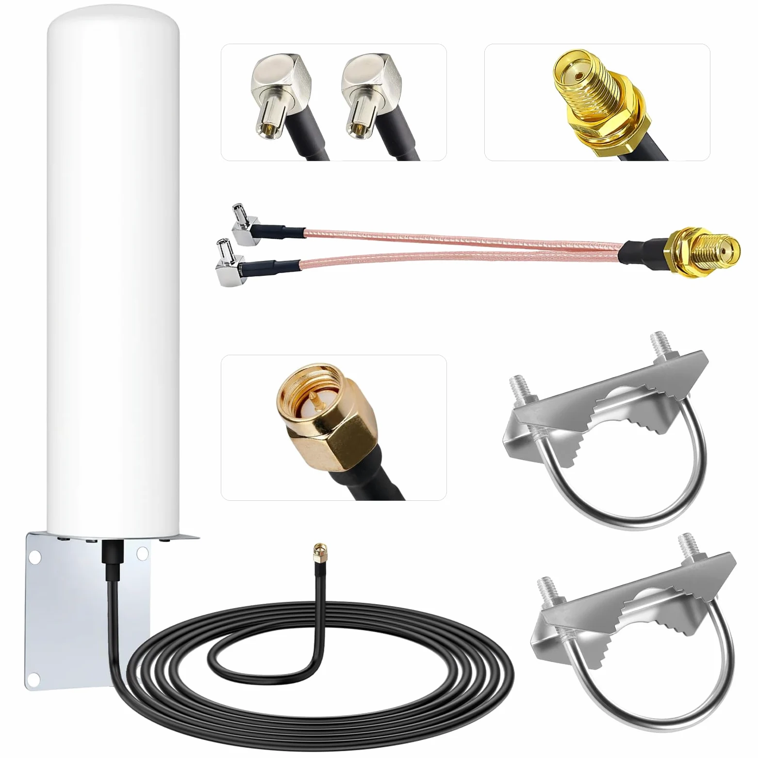 10-12dBi Antenne 4G LTE à Gain élevé Longue Portée Compatible avecHuaweiZTE 4G LTE Hotspot Router ModemNetgearNighthawk M1 MR1100, High Gain avec Prise SMA/Adaptateur Double Connecteur TS9