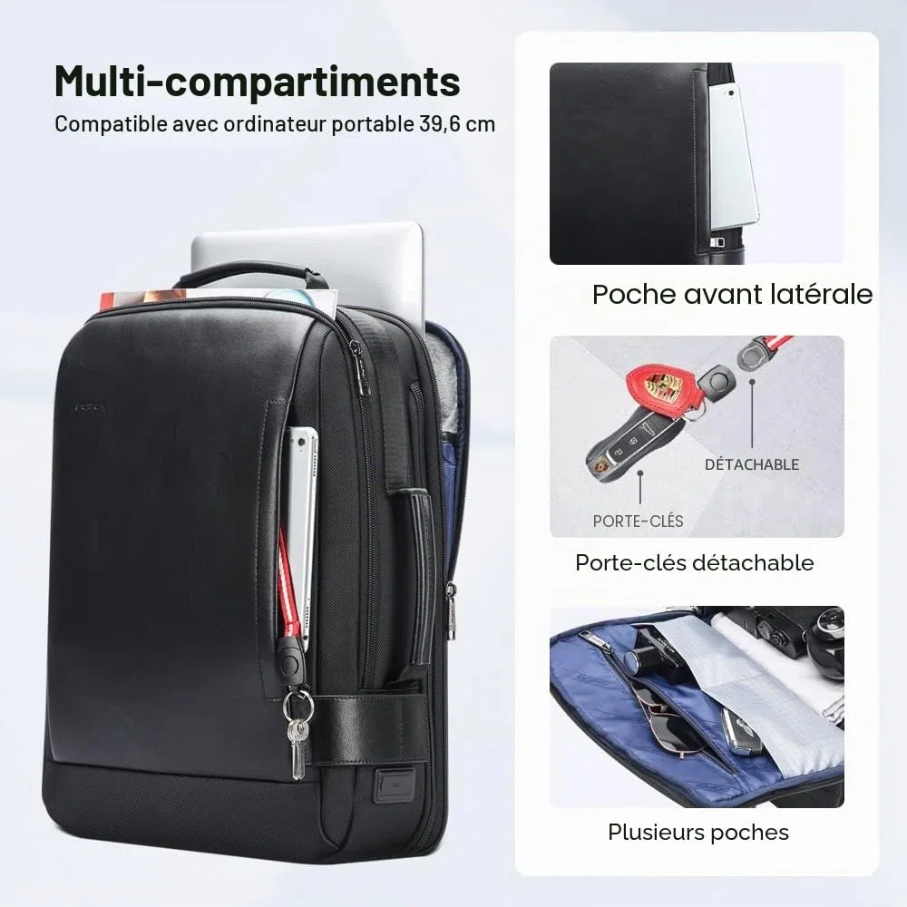 BOPAI Sacs à Dos pour Ordinateur Portable 15,6 Pouces Sac à Dos de Travail Homme de Voyage Femme Sac à Dos Anti-vol étanche USB Sac à Dos d'affaires pour Grande Capacité Loisirs Affaire Scolaire