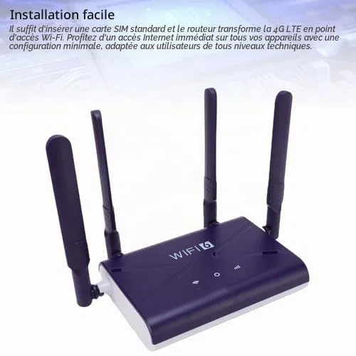 Routeur WiFi 6 Router 4G 5G CPE LTE Doud Band Gaming Routs, 2,4 GHz, 300 Mbps Déverrouiller Le Routeur Mobile WiFi Hotspot avec Emplacement pour Carte SIM pour Ordinateur