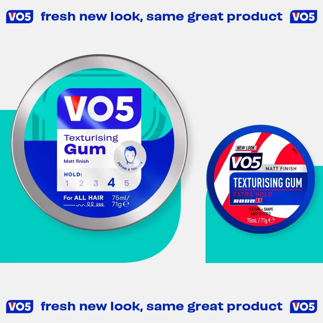 VO5 Gomme texturisante tenue extra ferme look naturel élégant homme 75 ml