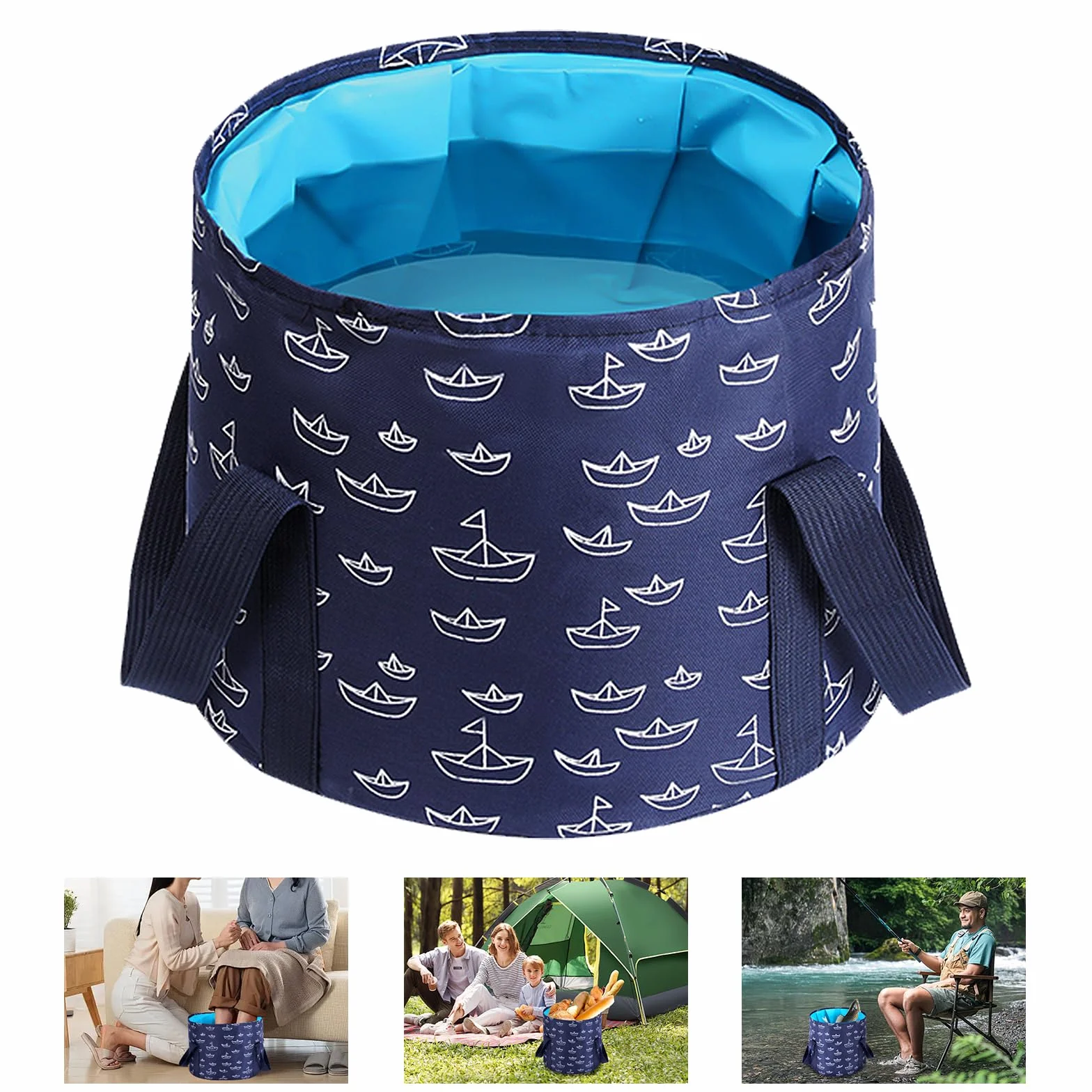 Flintronic Seau Pliable Tremper Pieds 25L Portable Bain Pieds Multifonctionnel Bassin Lavage Pliante Pêche Camping Voyage
