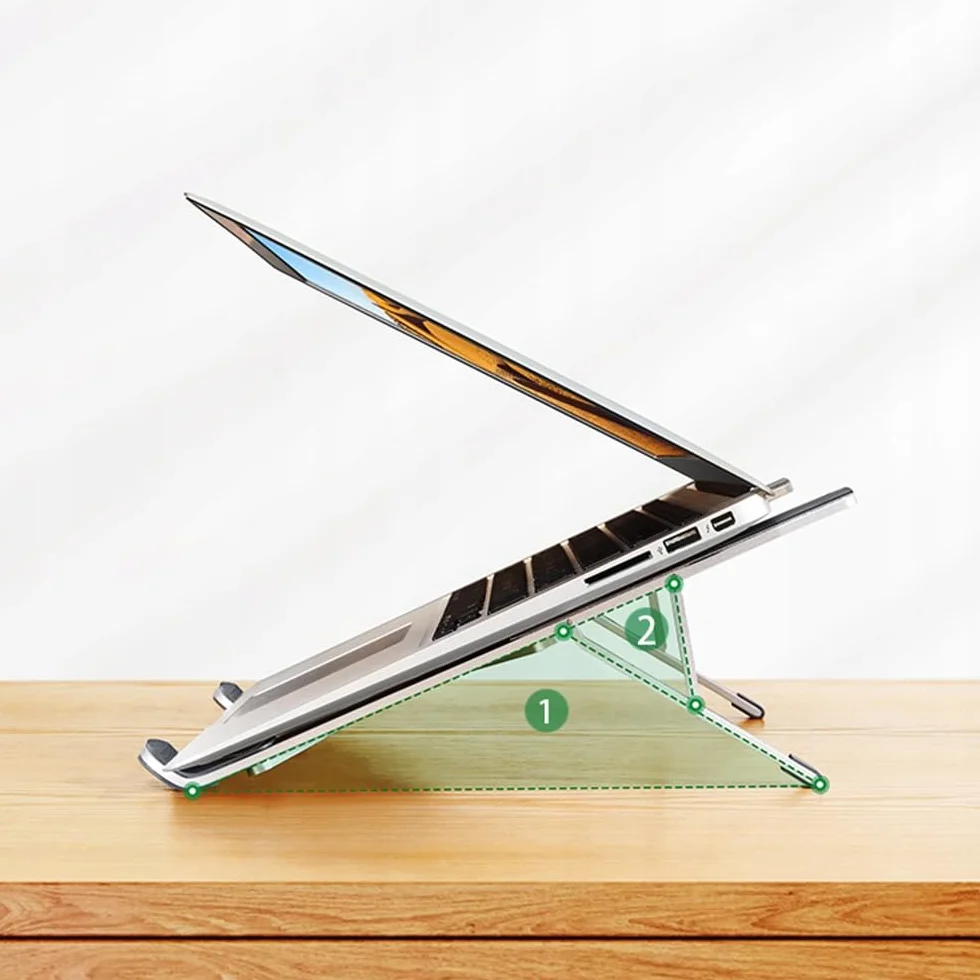 UGREEN Laptop Stand Aluminium 8-17,3 Pouces Réglable 5 Niveaux Pliable Compatible MacBook Air Pro HP Dell ASUS MSI