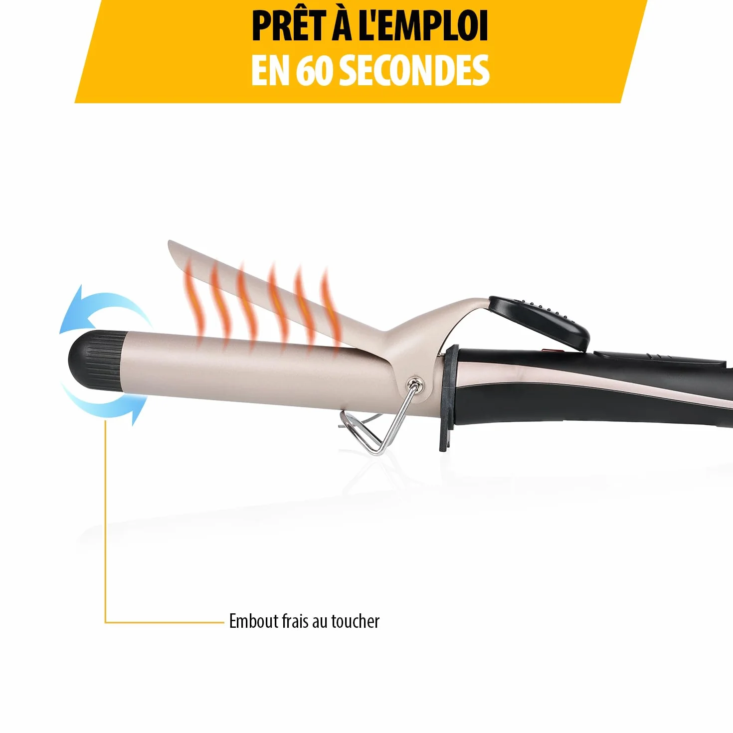 Tristar Fer à Boucler Revêtement Céramique 180°C 60s Cordon Rotatif 360° ⌀ 2,5 cm HD-2421