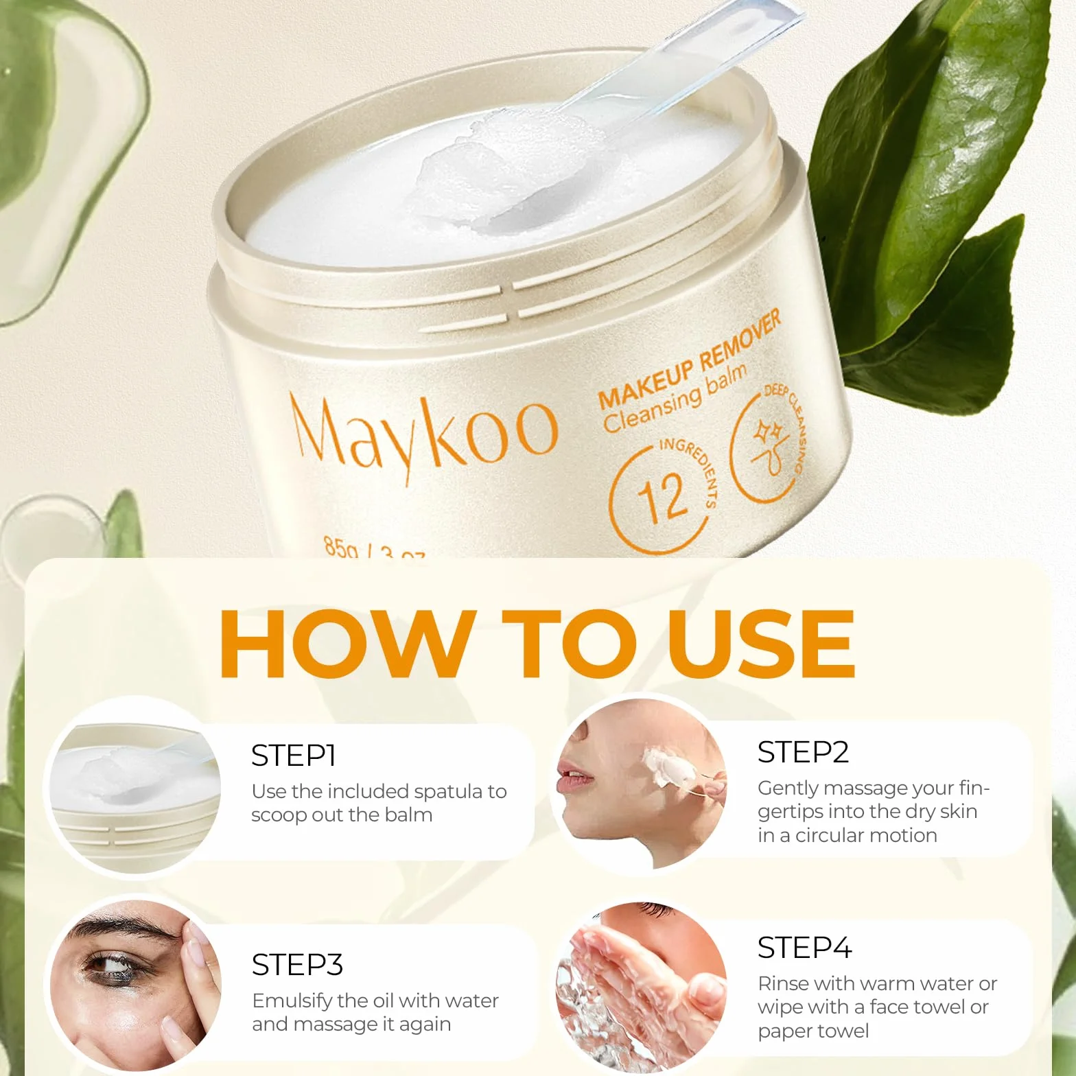 Baume nettoyant visage 85 g Vaccinium myrtillus huile de pamplemousse démaquillant doux hydratant végétalien