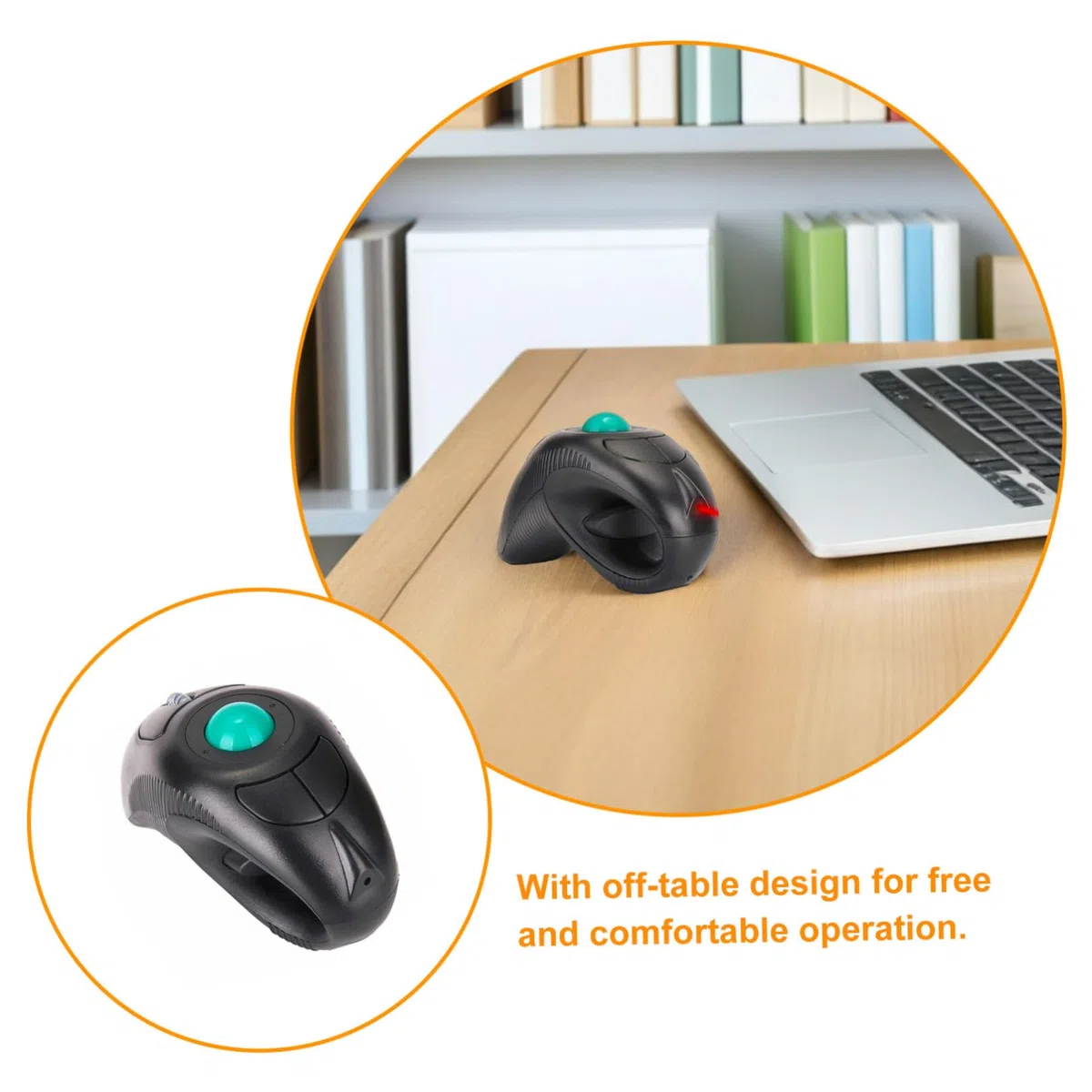 Mikikit Souris sans Fil Ergonomique Trackball 2,4 Ghz Port USB Portable Adaptée aux Gauchers et Droitiers pour Environnement de Travail Informatique