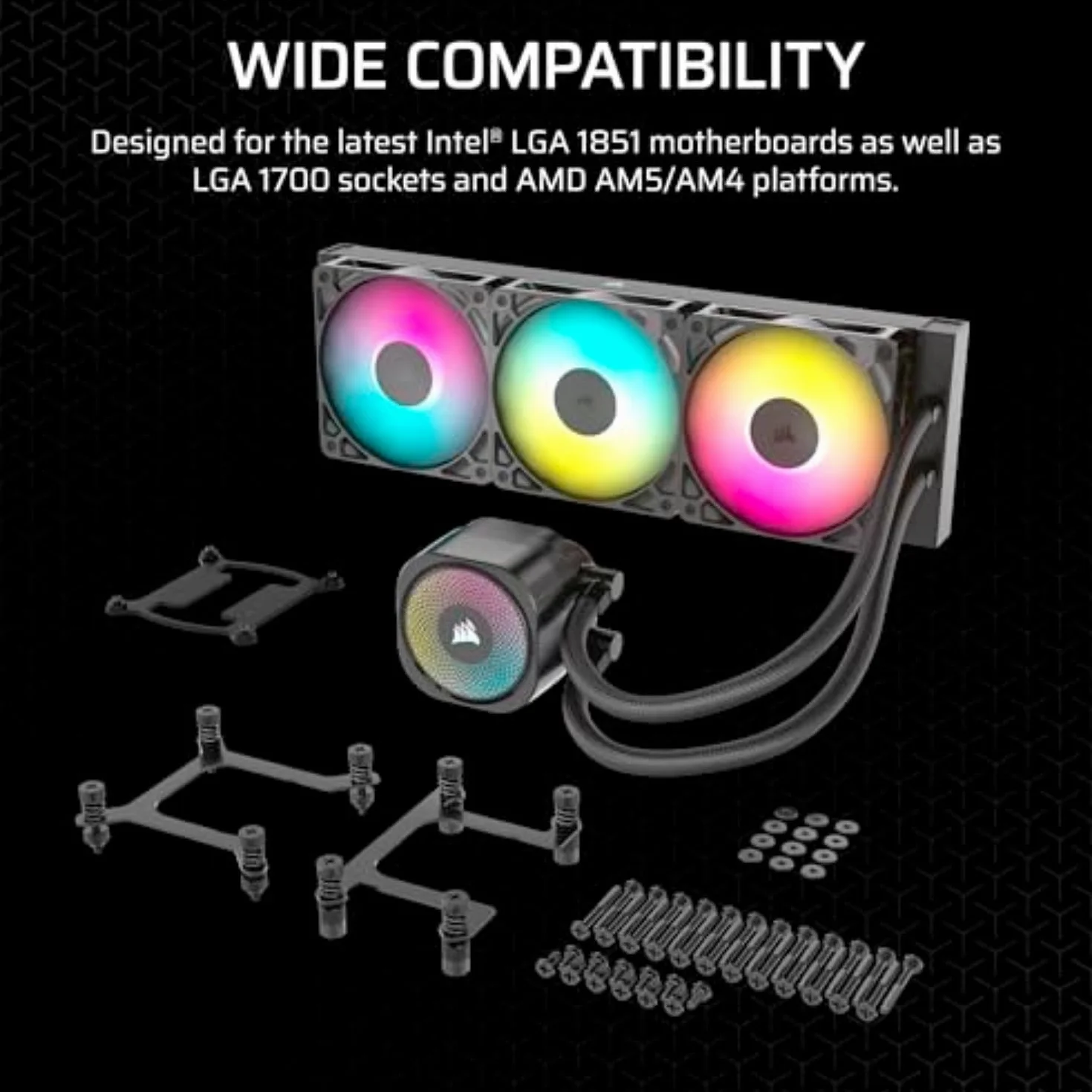 CORSAIR NAUTILUS 360 RS ARGB Refroidisseur Liquide CPU Noir 360mm AIO Faible Bruit Intel LGA 1851/1700 AMD AM5/AM4