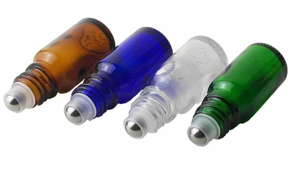 Lot de 3 flacons roulants vides en verre ambré 20 ml avec billes en acier inoxydable rechargeables pour huiles essentielles