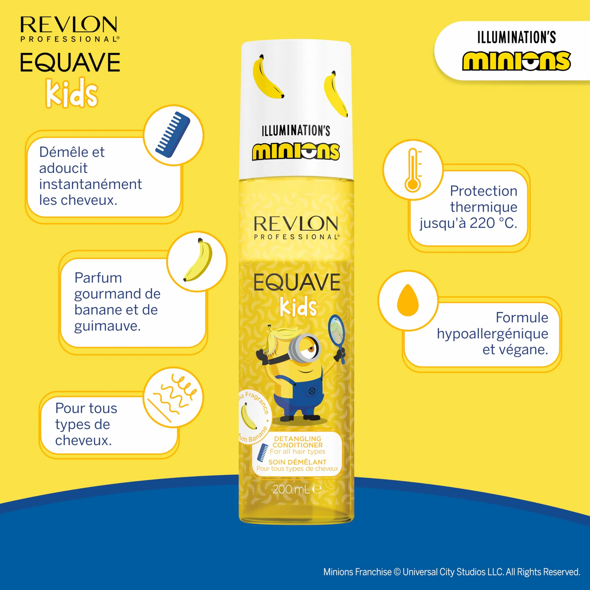 REVLON PROFESSIONAL Equave Kids MINIONS Spray démêlant 200 ml sans rinçage protection thermique 220 °C végane