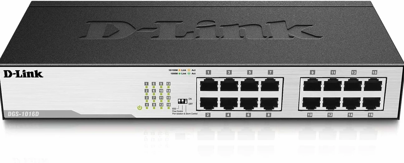 D-Link DGS-1016D Switch 16 Ports Gigabit Metallique 10/100/1000mbps - Idéal Partage de Connexion et Mise en Réseau Small/Home Office