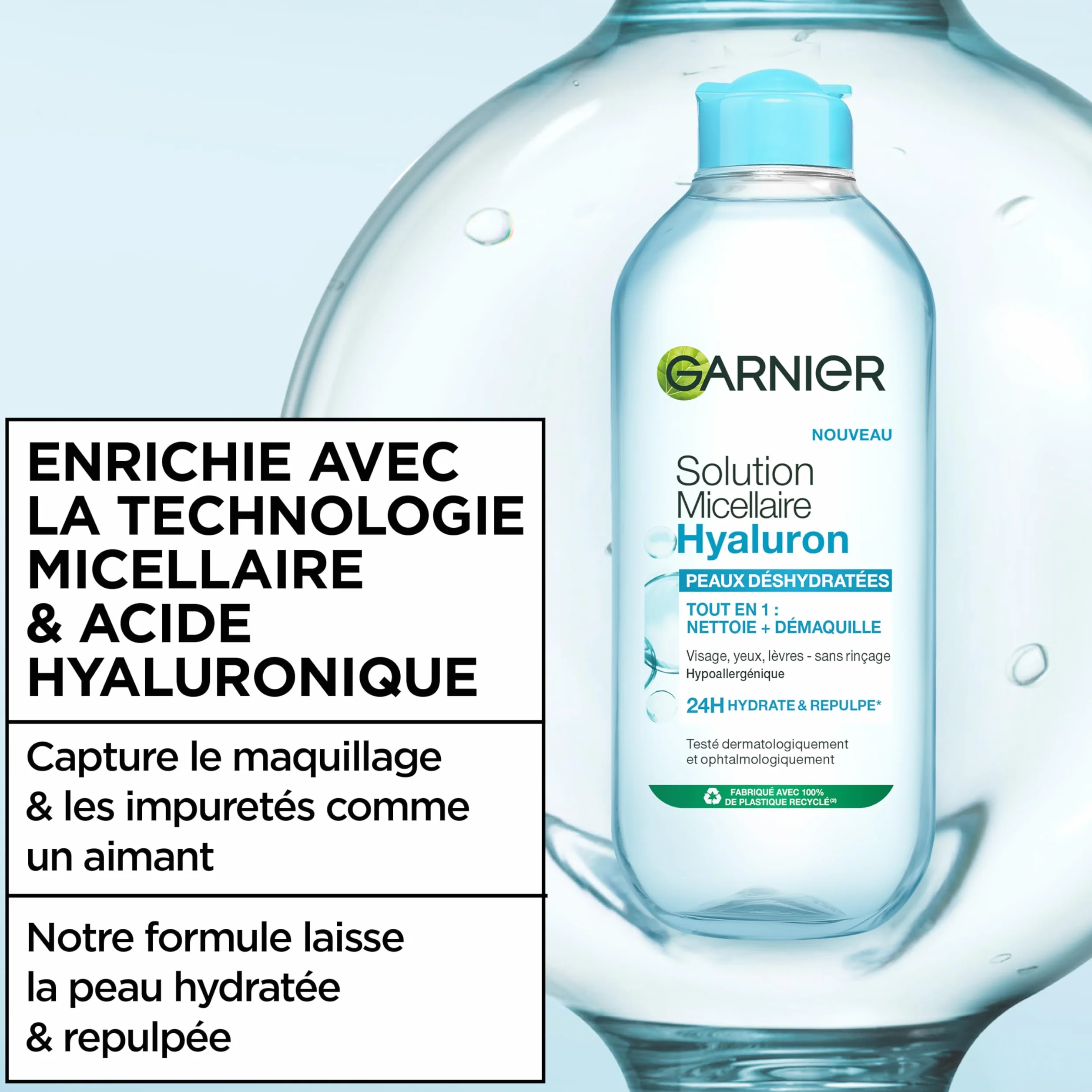 GARNIER Skin Active Solution Micellaire Tout-En-1 Micelles & Acide Hyaluronique 400 ml
