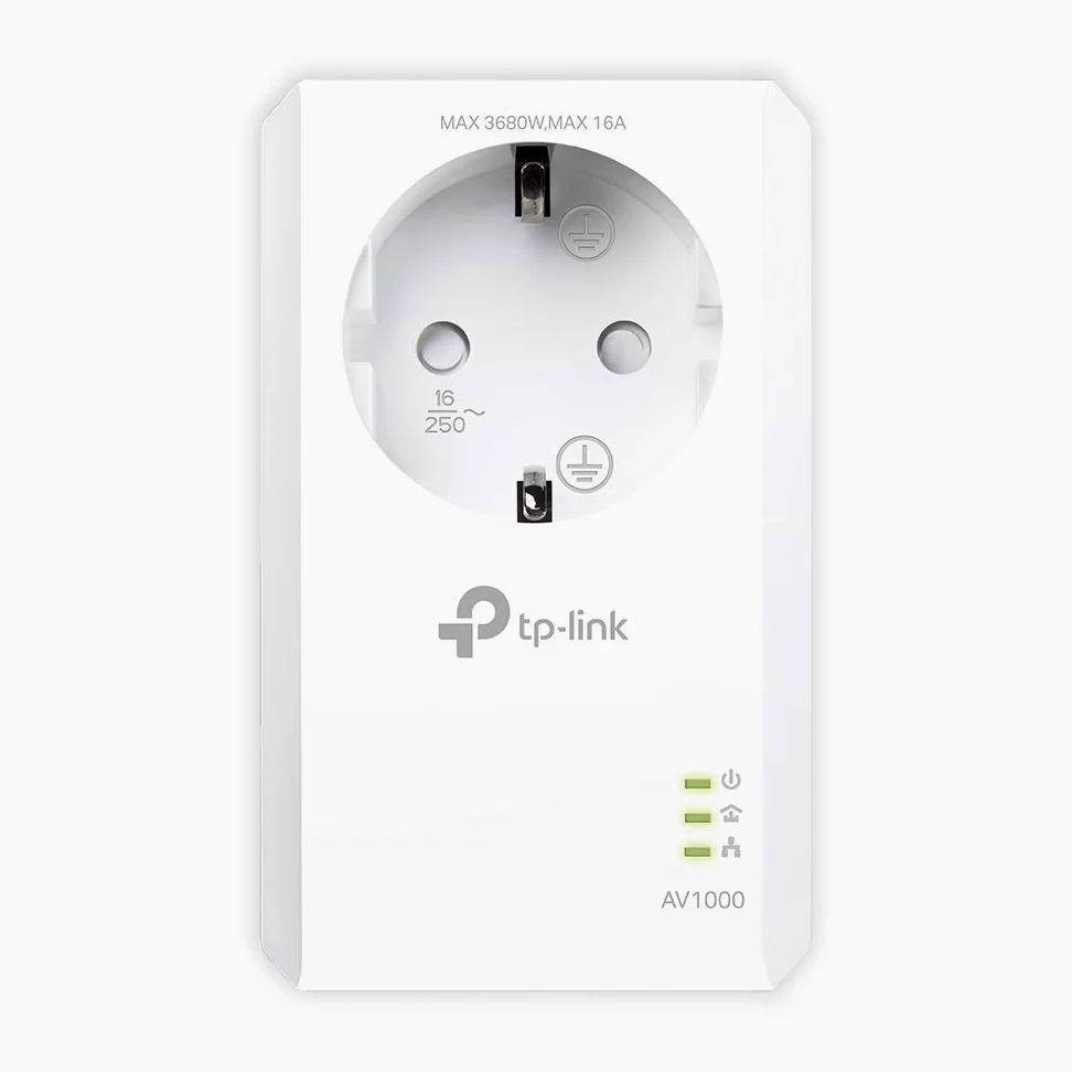 TP-Link TL-PA7017P Kit CPL AV1000 Adaptateur Powerline Gigabit Avec Prise Intégrée - 1000 Mbps, 1 Port Ethernet, Boitier Blanc, Kit de 2