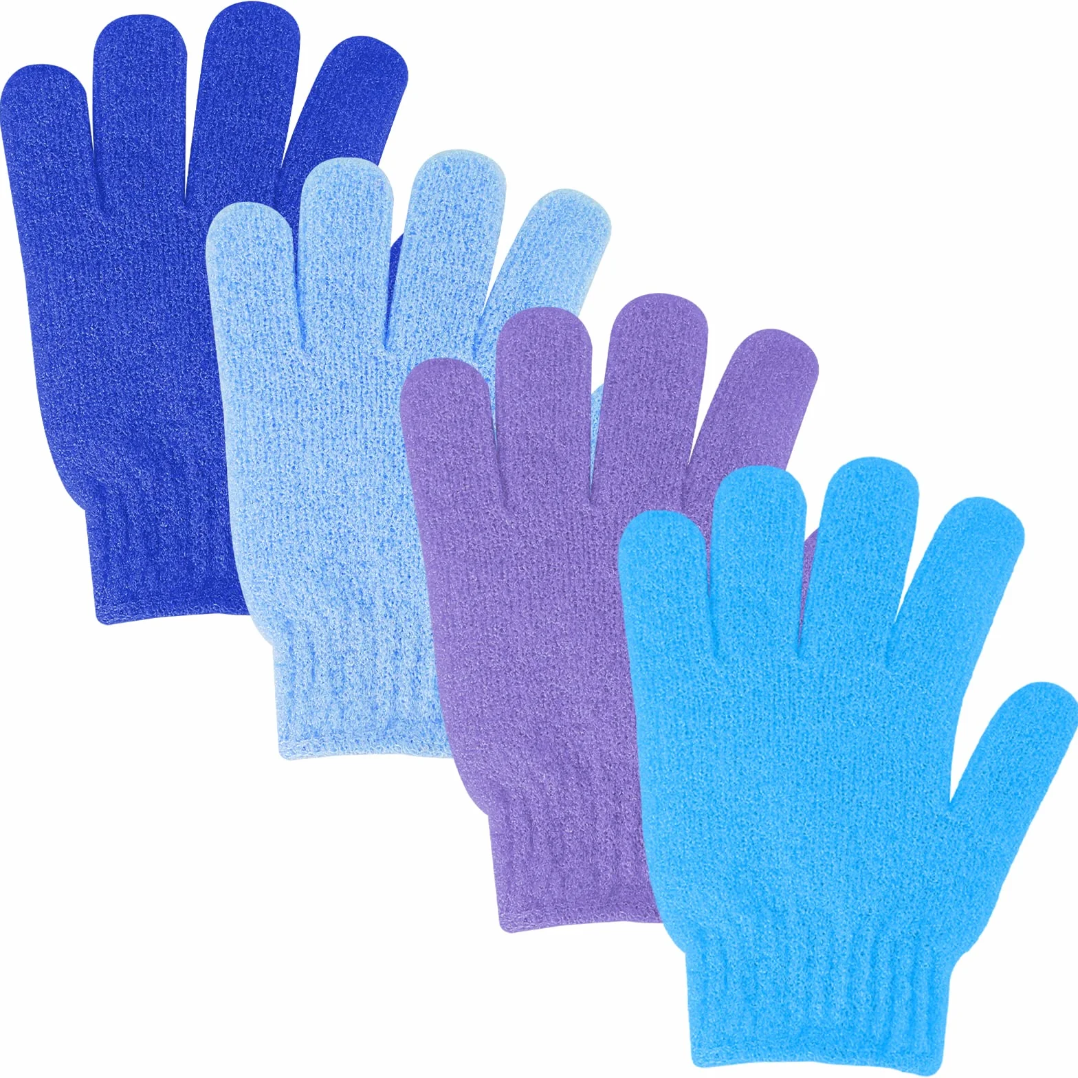 Sibba Lot de 4 Gants de Douche Exfoliants Double Face Corps