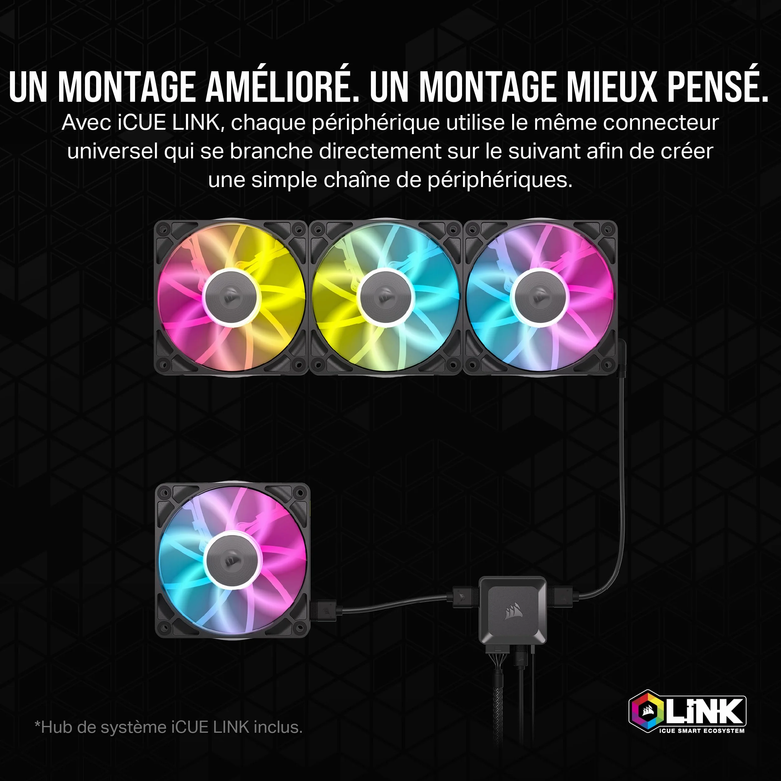 CORSAIR iCUE LINK RX120 RGB 120mm Ventilateurs PWM Triple Pack Noir