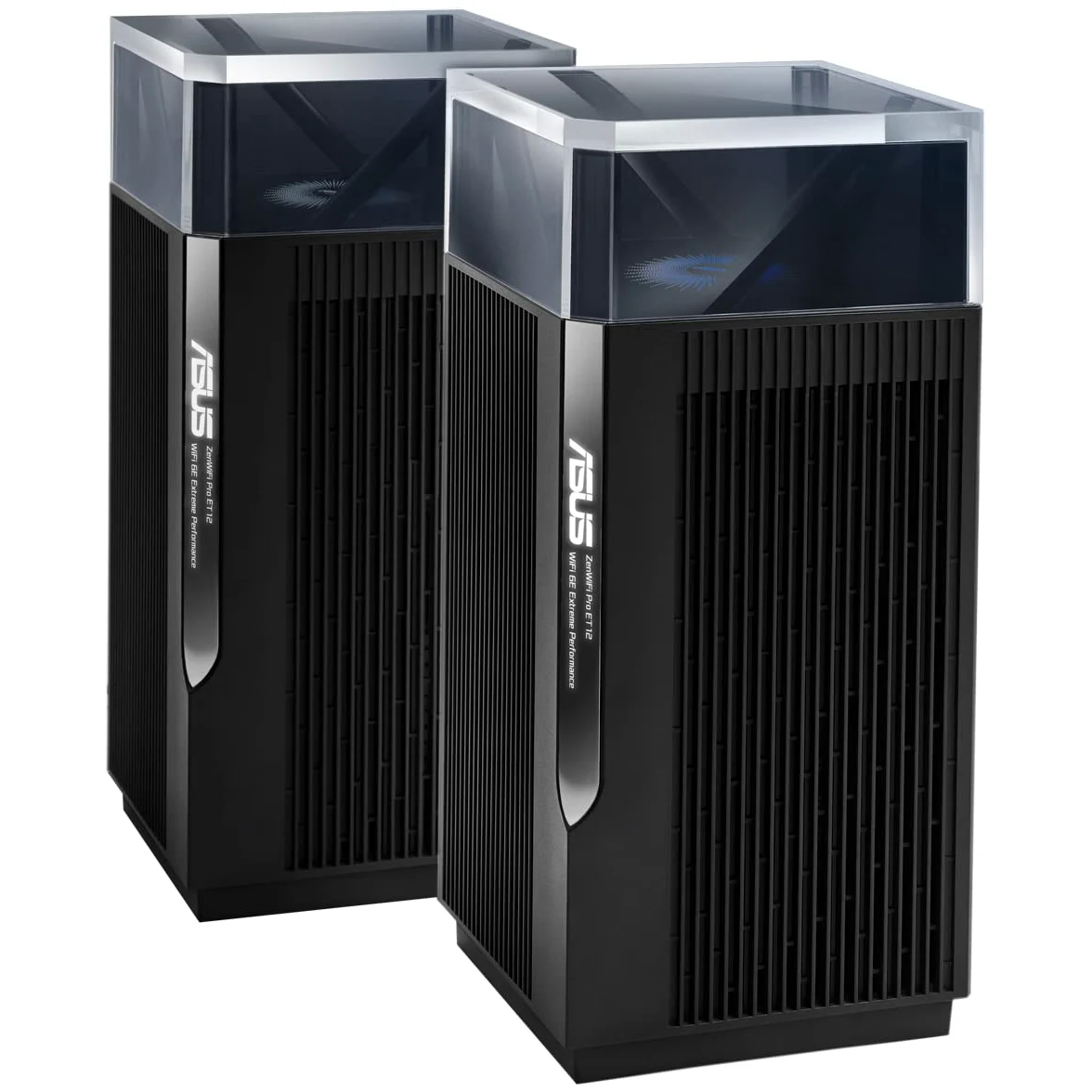 ASUS ZenWiFi Pro ET12 Noir - Pack de 2 - Système Wi-FI 6E AX Mesh, Tri-Bande, 11 000 Mbit/s, 600m2, AiProtection avec TrendMicro à Vie, Port WAN/LAN 2,5 Gigabit + 2 Ports LAN Gigabit, AiMesh