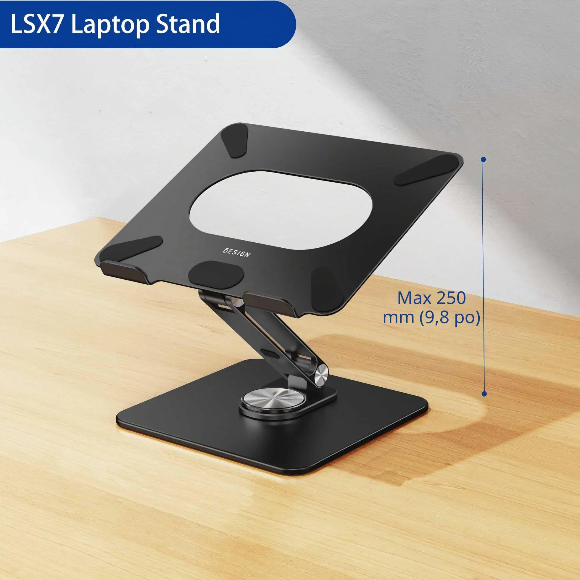 BESIGN LSX7 Support Ordinateur Portable Base Rotative 360° Ergonomique Compatible 10-15.6 Pouces Noir
