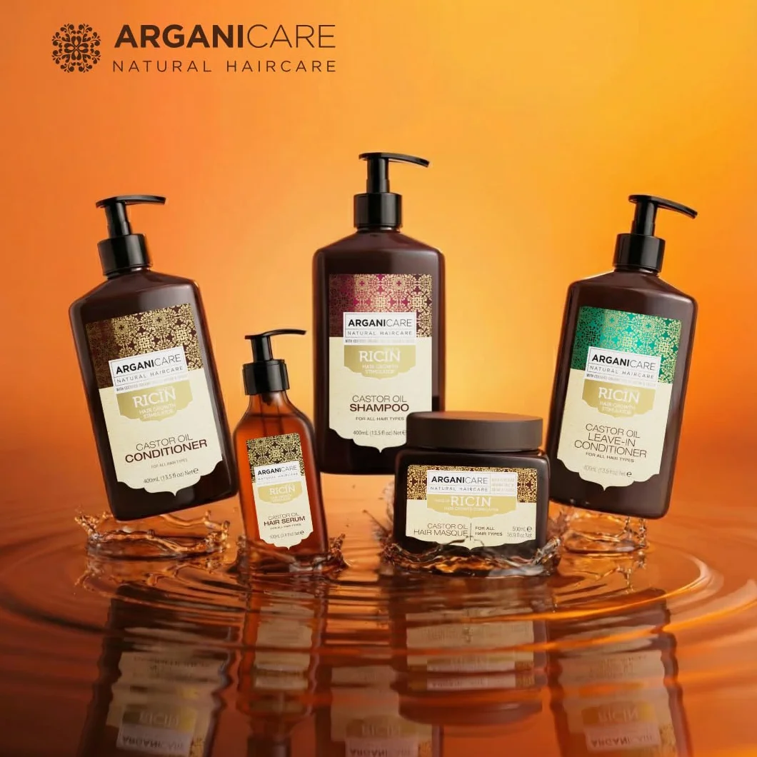 ARGANICARE Masque Cheveux Huile de Ricin Bio & Argan 500 ml – Soin Hydratant Réparateur Anti-Casse pour Cheveux Secs et Abîmés
