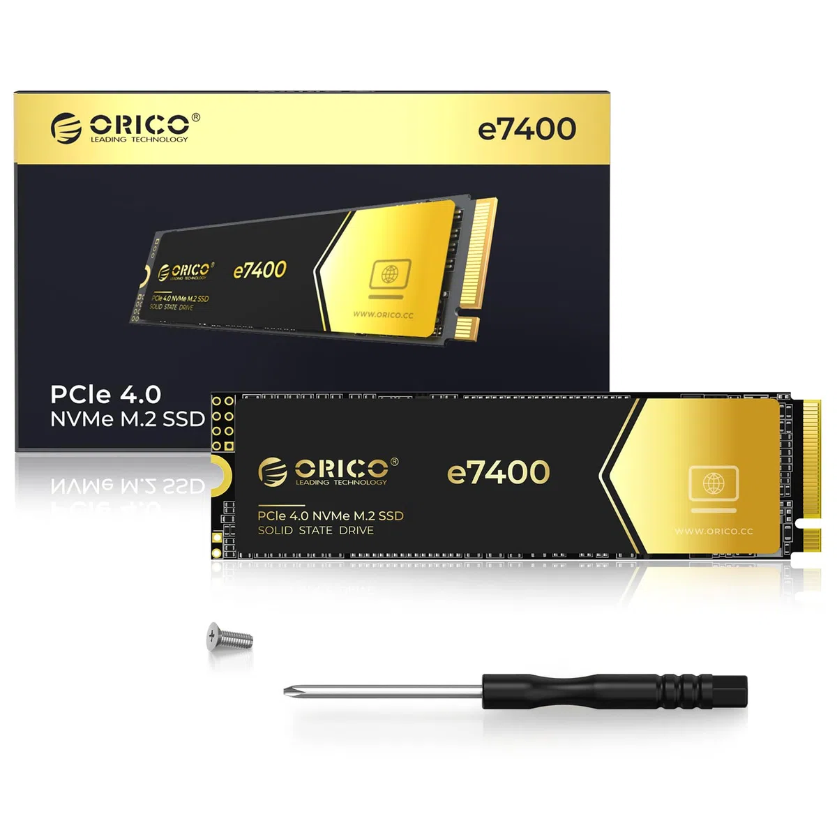 ORICO SSD 2To NVMe M.2, PCIe 4.0X4 - Jusqu'à 7400MB/s M2 SSD, 3D NAND Flash M.2 2280 Disque Dur Interne, Compatible avec macOS Windows pour Joueurs et créateurs-e7400