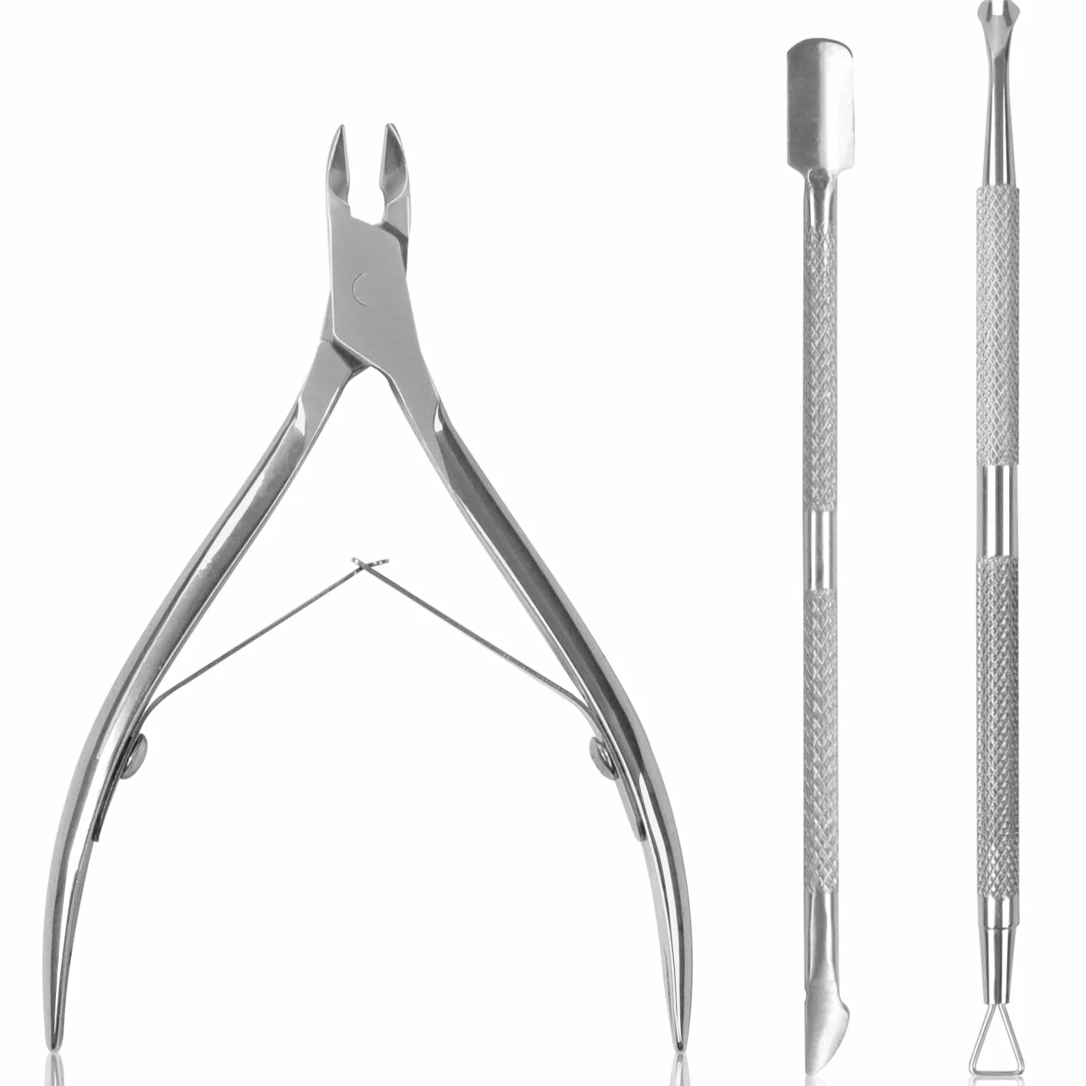 Sularpek Pinces à Cuticules Acier Inoxydable 3 en 1 Repousse Cuticule Professionnel Outils Manucure Pédicure Argent