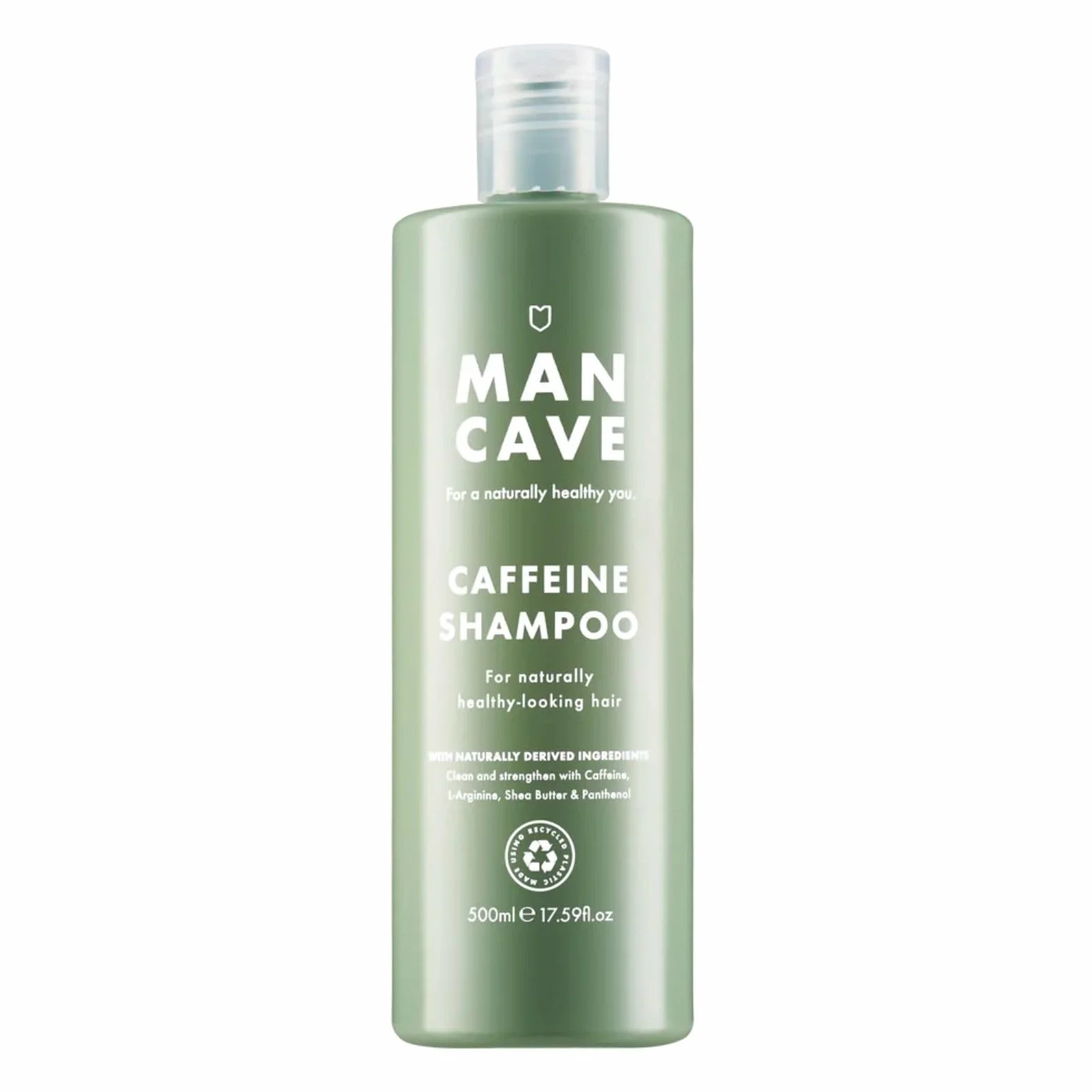 ManCave Shampoing Hommes à la Caféine 500 ml, Soutient la Pousse de Cheveux, Sans Sulfate, Vegan