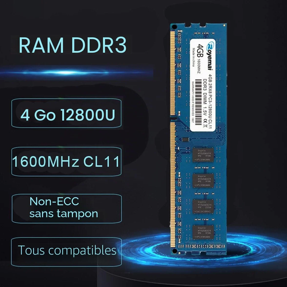 DUOMEIQI 8GB Kit 2x4GB DDR3-1600 UDIMM RAM PC3-12800U 240-Pin Non-ECC SDRAM Desktop Memory 1.5V