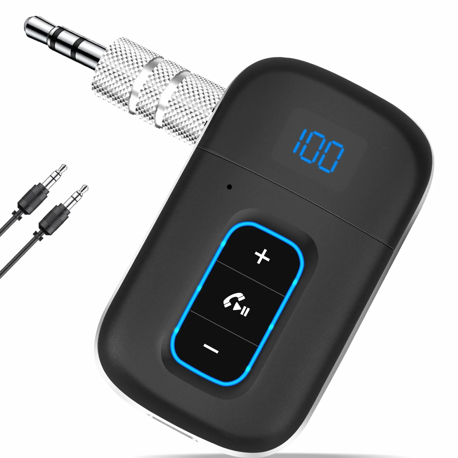 Vemfay Récepteur Bluetooth Voiture Jack Adaptateur Aux Bluetooth 5.3, Appel Main Libre, Dual Connexion, 16H d'Autonomie